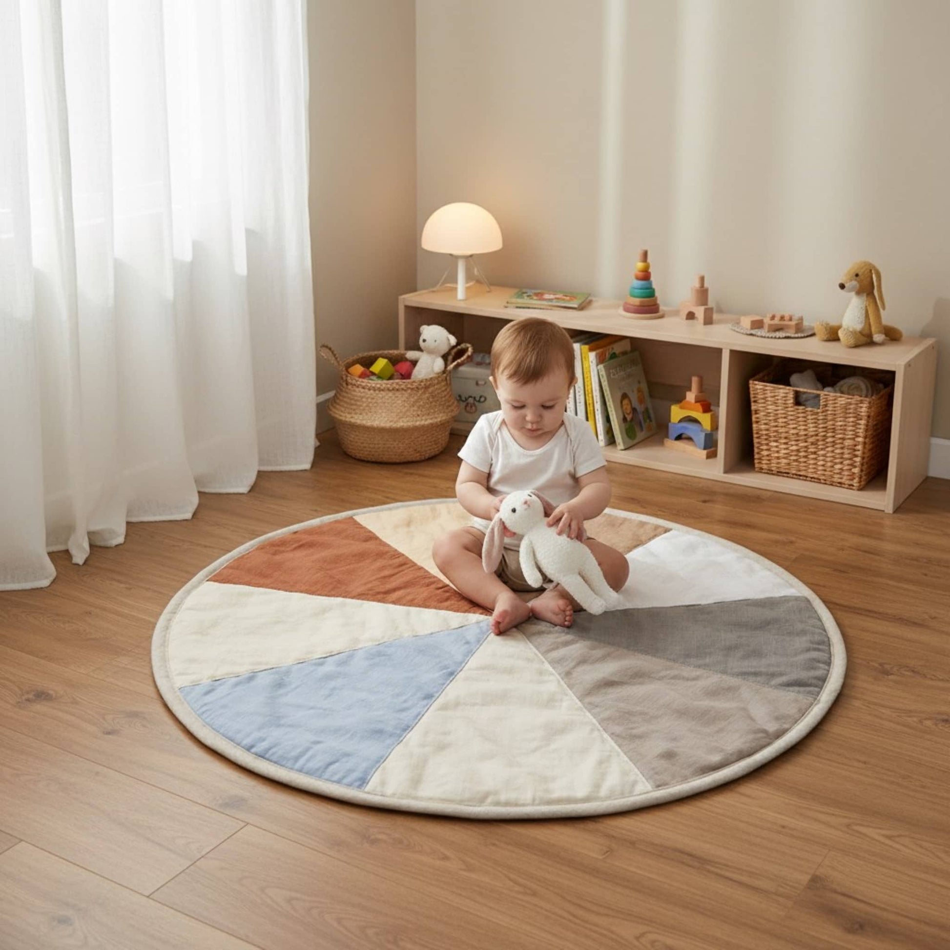 Baby Play Mat, Round Linen Play Mat