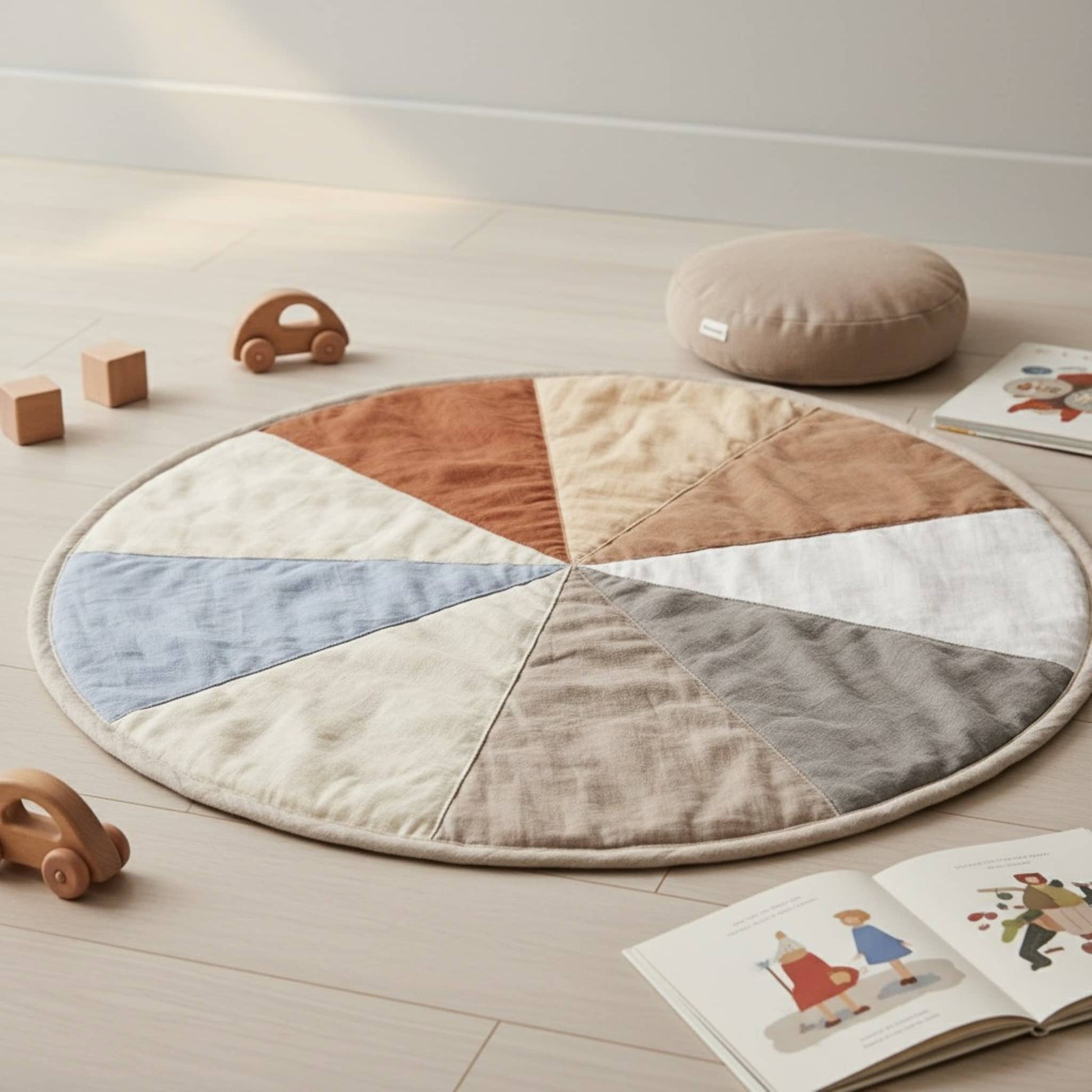 Baby Play Mat, Round Linen Play Mat