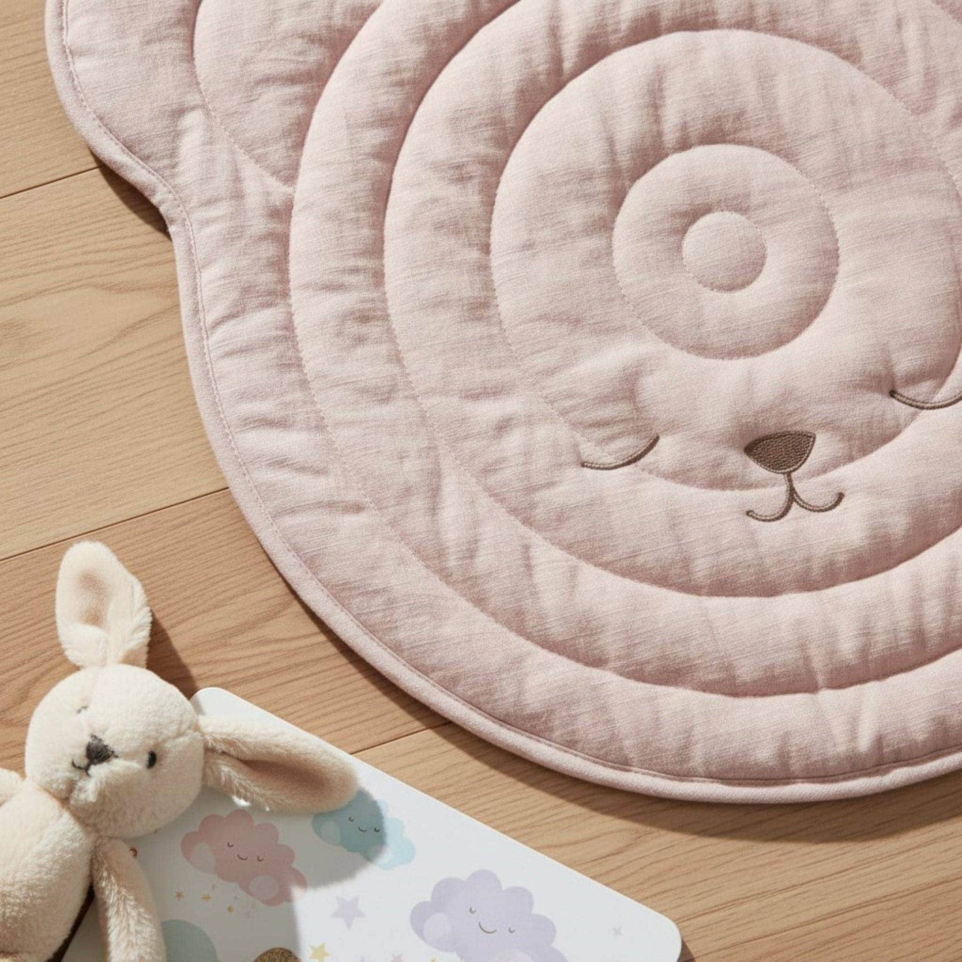 Bear Linen Baby Play Mat, Linen Kids Play Mat