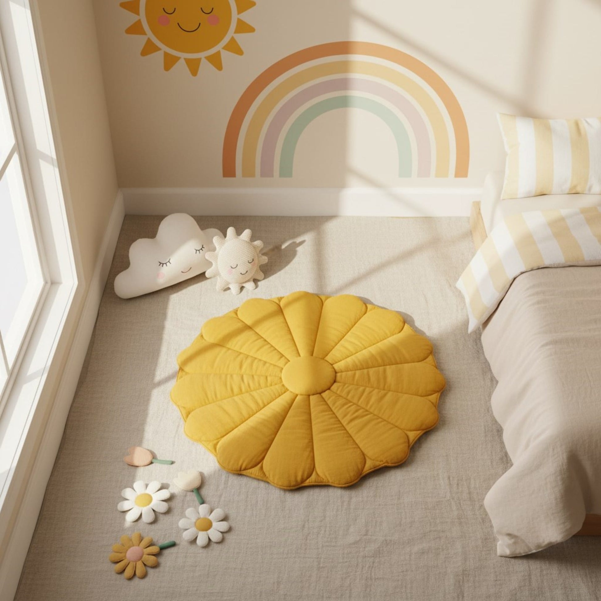 Bloom Linen Play Mat, Flower Baby Play Mat