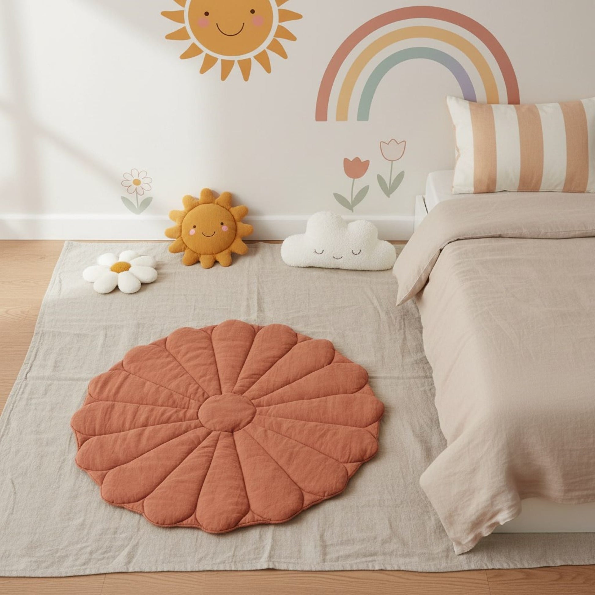 Bloom Linen Play Mat, Flower Baby Play Mat