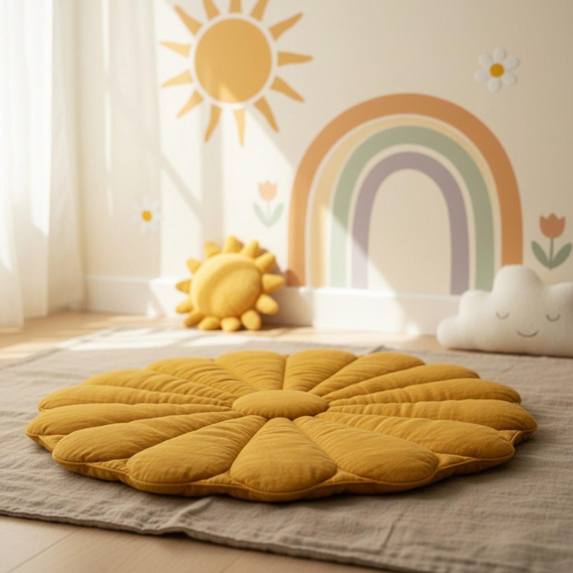 Bloom Linen Play Mat, Flower Baby Play Mat