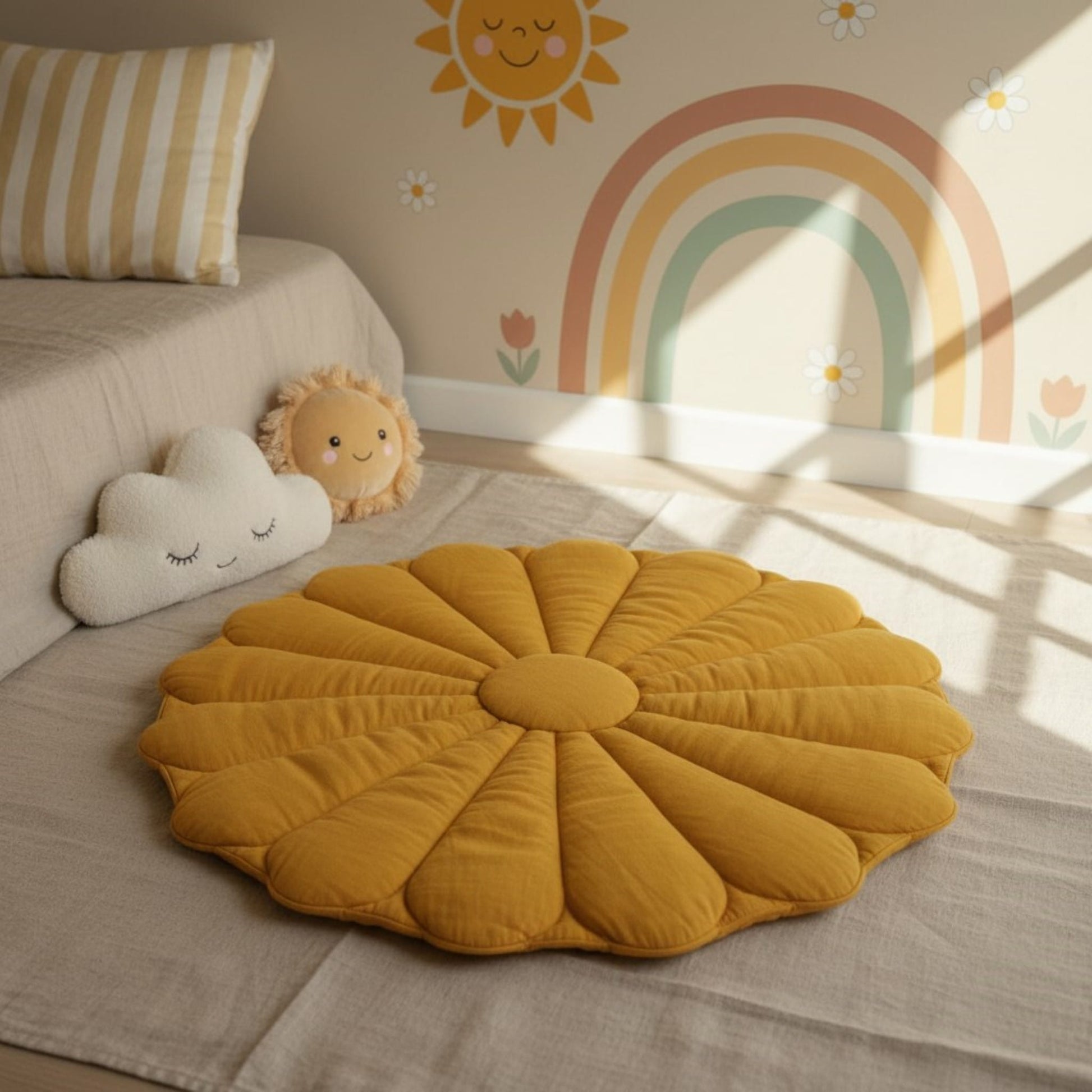 Bloom Linen Play Mat, Flower Baby Play Mat