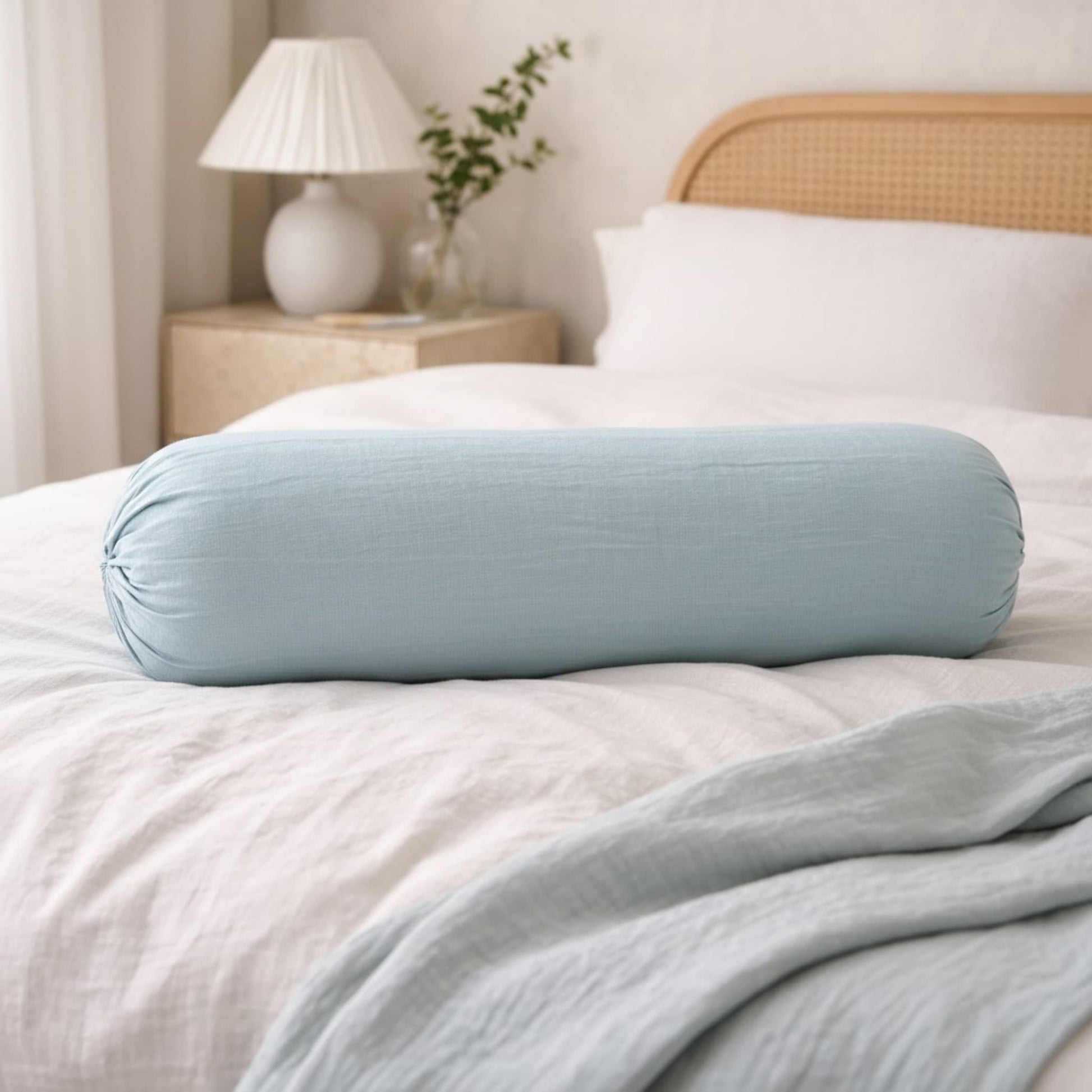 Bolster Pillow Cover With Zipper, Linen Bolster Pillow Cover