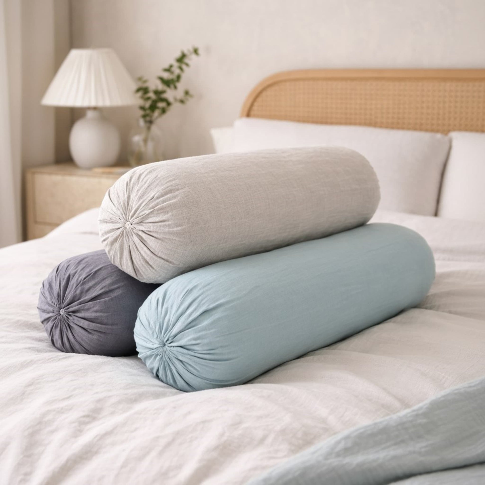 Bolster Pillow Cover With Zipper, Linen Bolster Pillow Cover