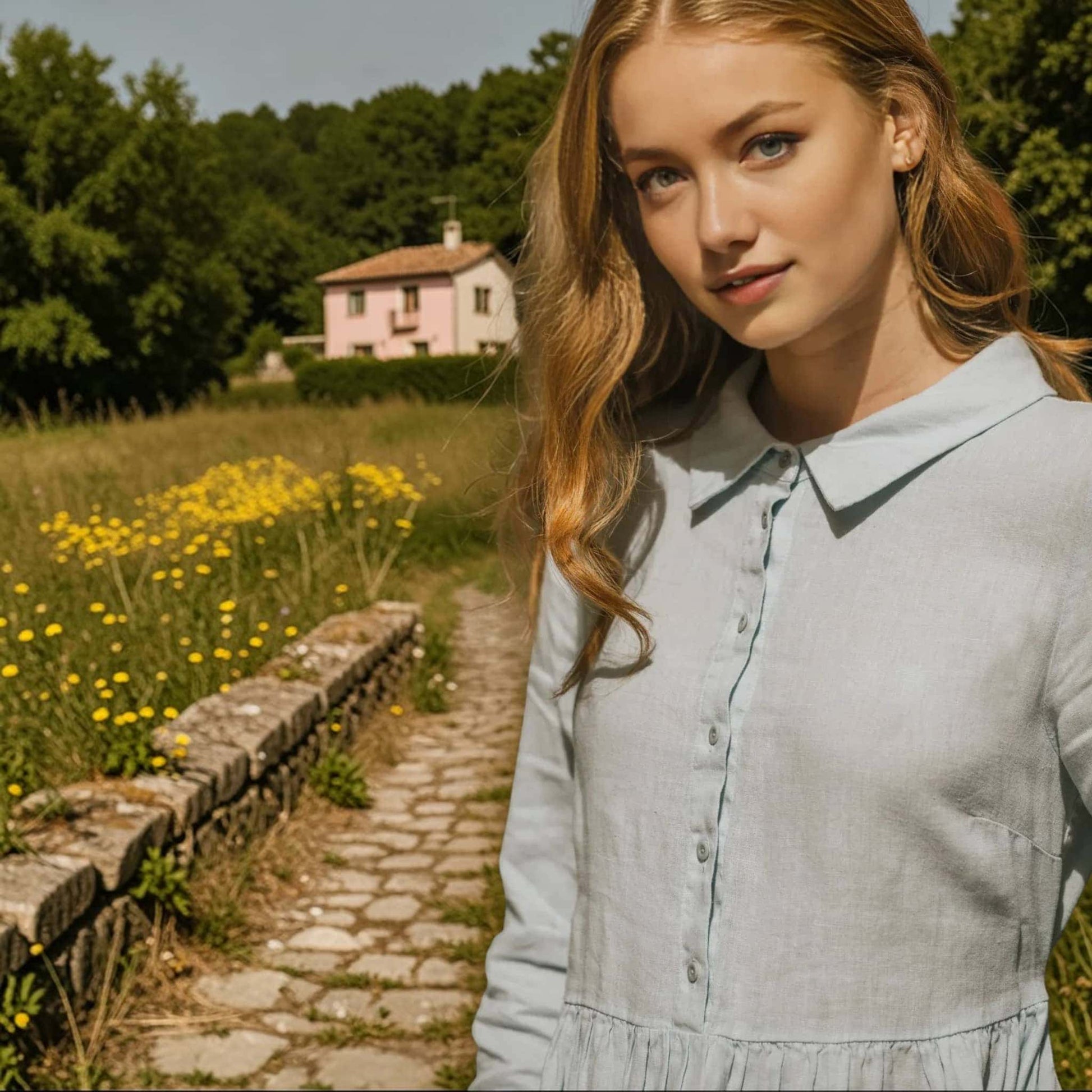 Button Down Linen Maxi Dress, Tie Waist Maxi Dress