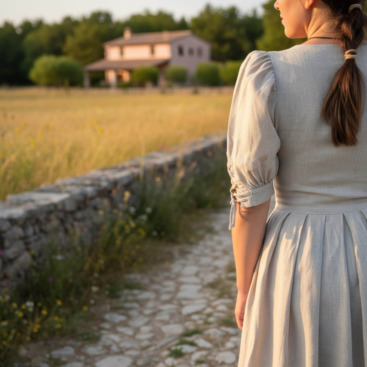 Button Front Linen Maxi Dress, Puff Sleeve Maxi Dress