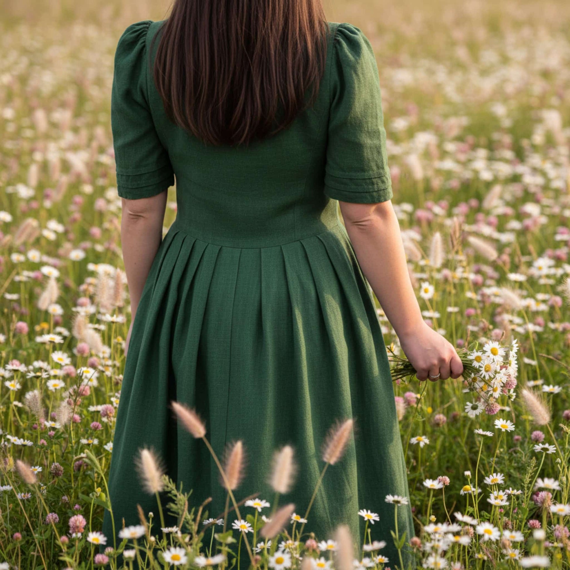 Button Front Linen Maxi Dress, Square Neck Maxi Dress