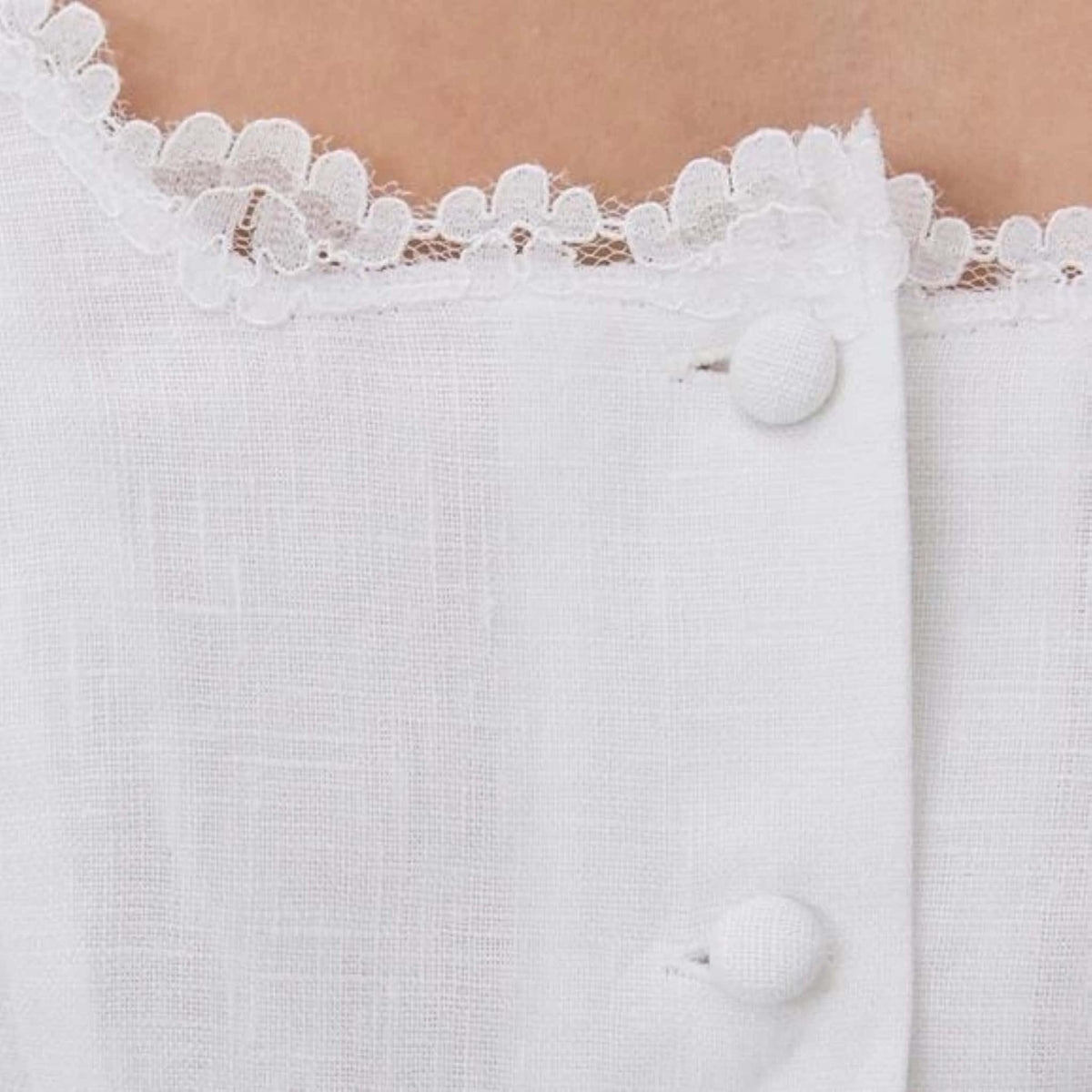 Button Front Linen Top, Square Neck Short Sleeve Top