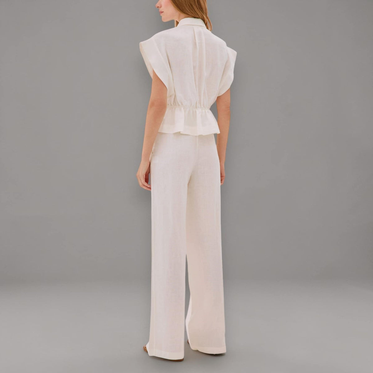 Cap Sleeve Linen Blouse, Tie Front Linen Top