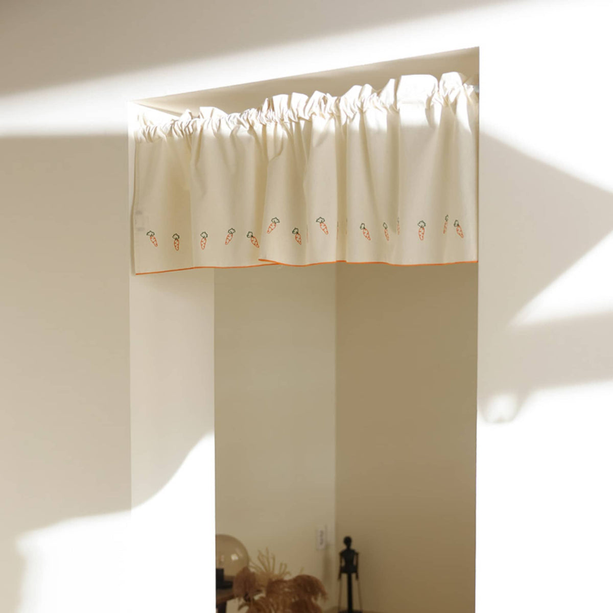 Carrot Linen Cafe Curtains, Linen Vintage Curtains