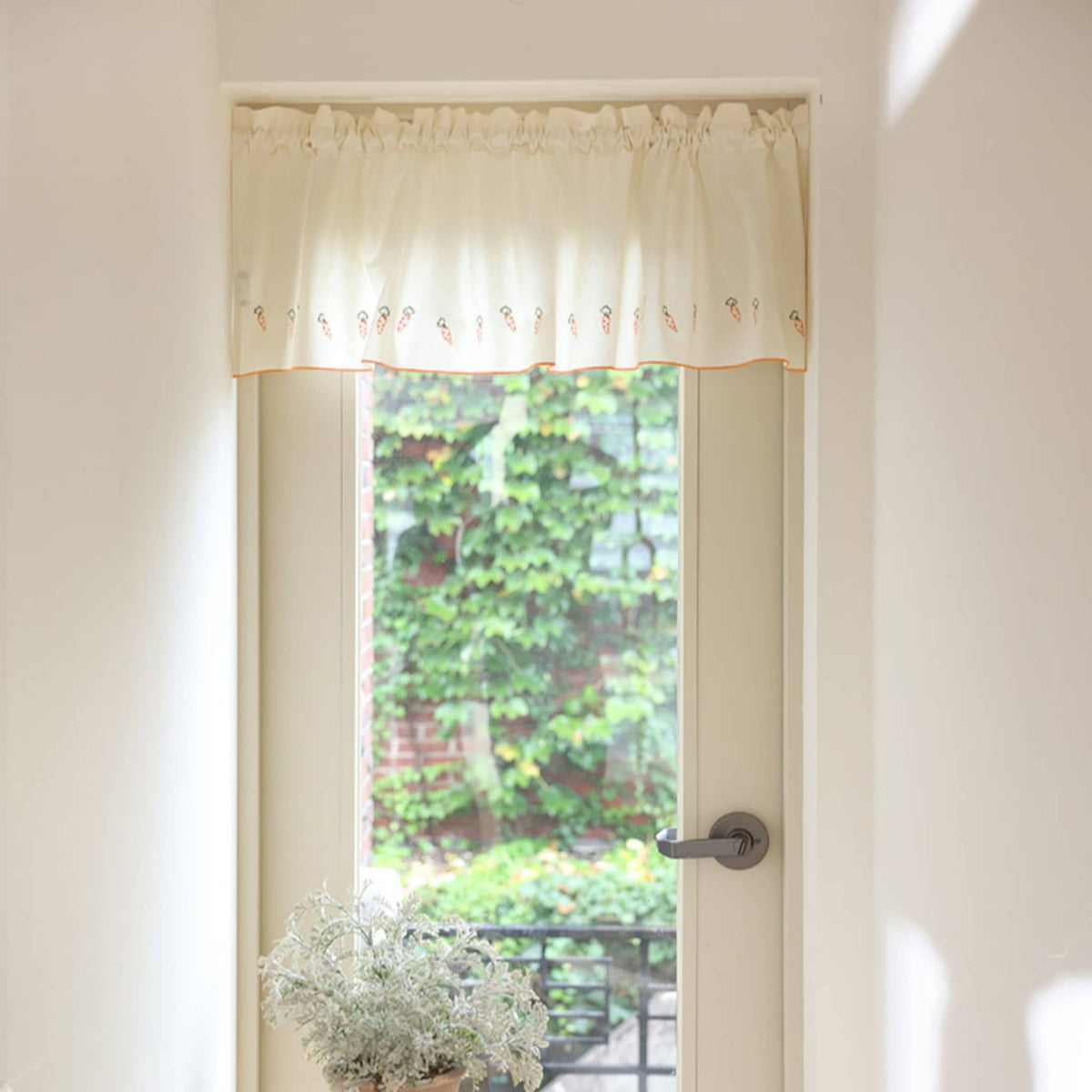 Carrot Linen Cafe Curtains, Linen Vintage Curtains