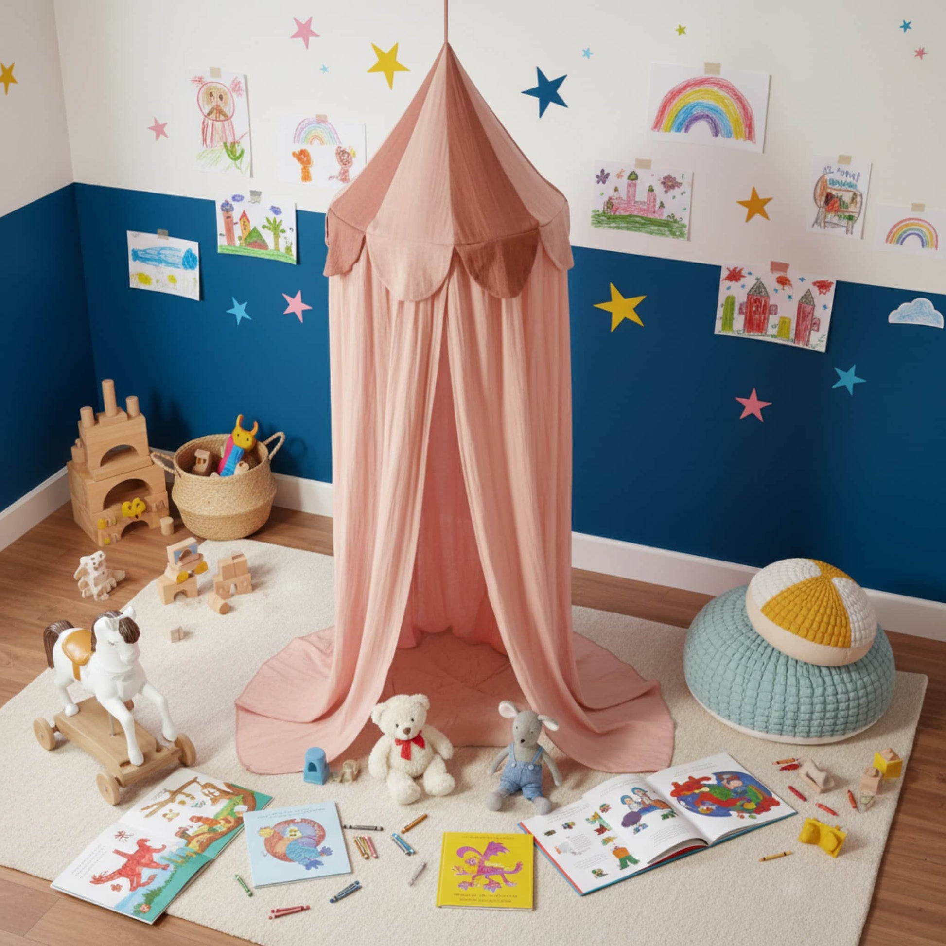 Circus Linen Bed Canopy, Hanging Bed Canopy​