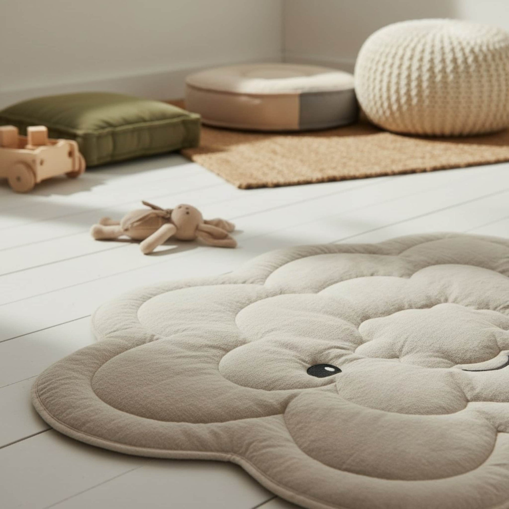 Cloud Kids Play Mat, Natural Linen Baby Play Mat