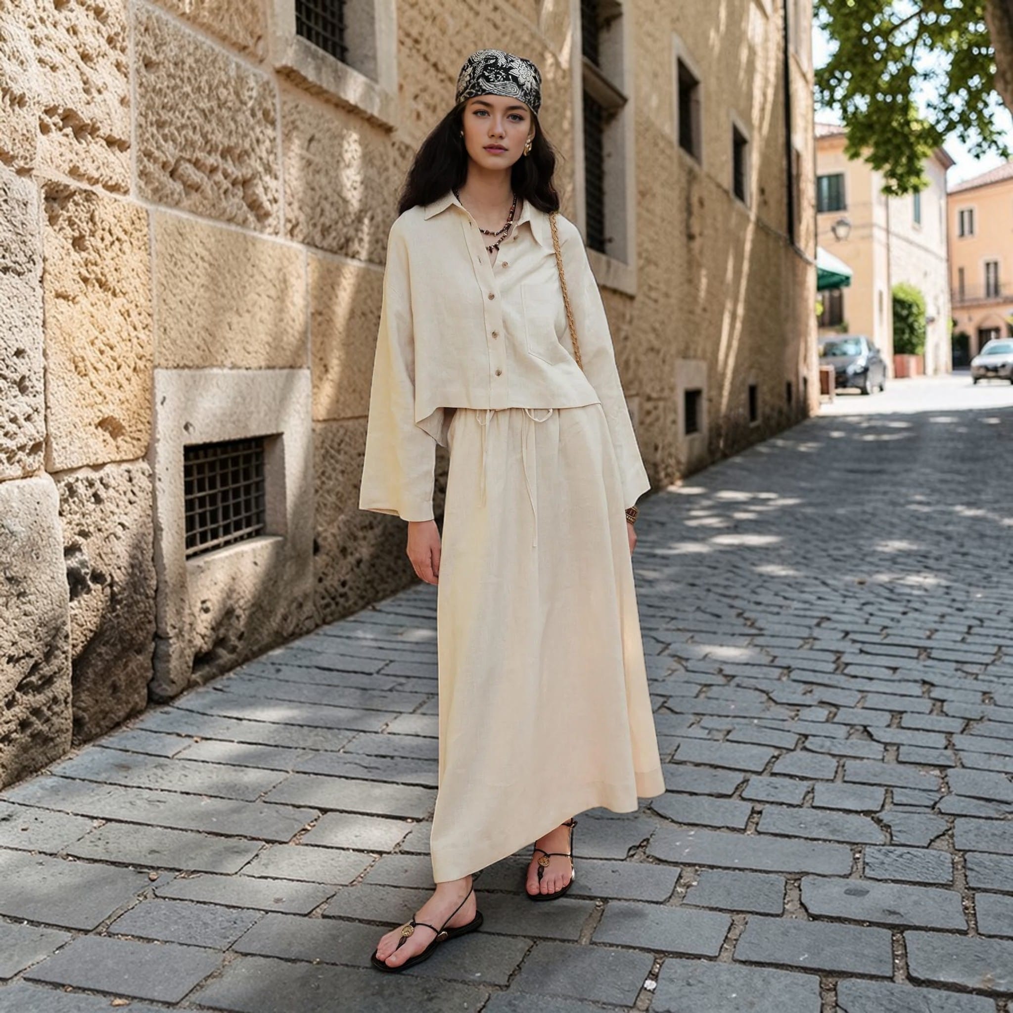 Cropped Linen Shirt, Long Sleeve Cropped Shirt