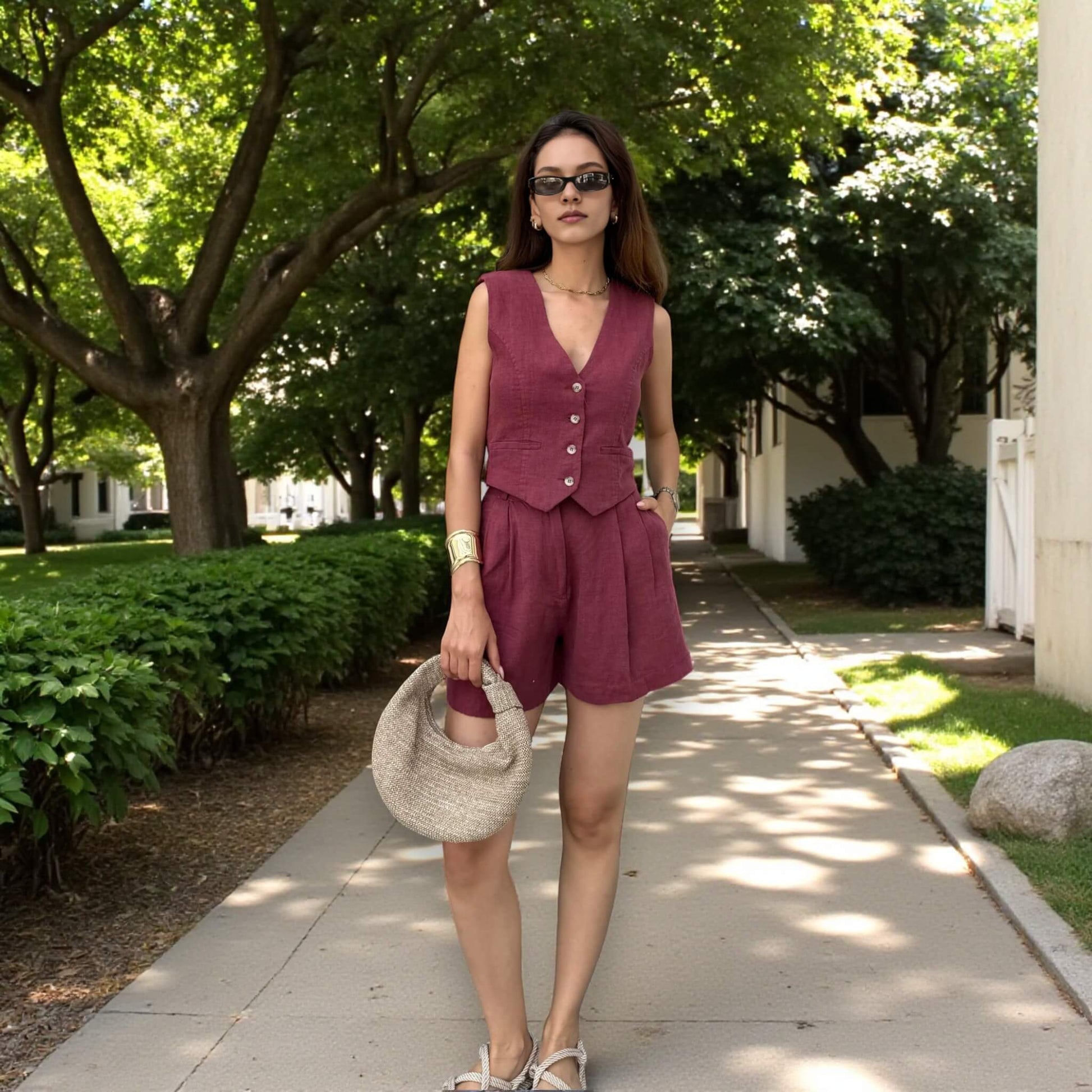 Cropped Linen Vest Top, Fitted Linen Waistcoat