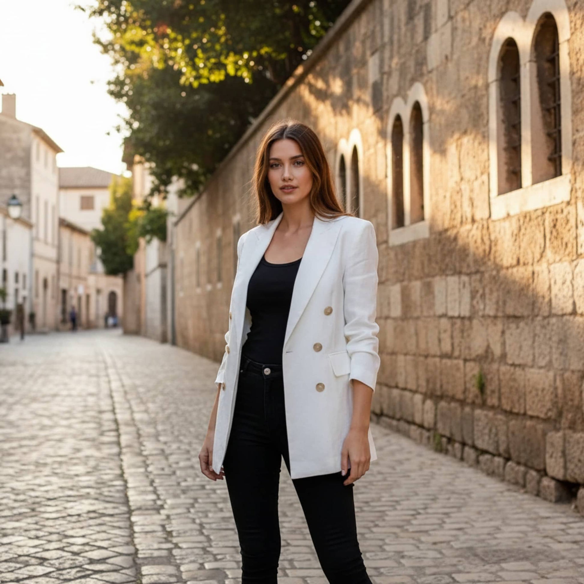 Double Breasted Linen Blazer, Linen Blazer Women