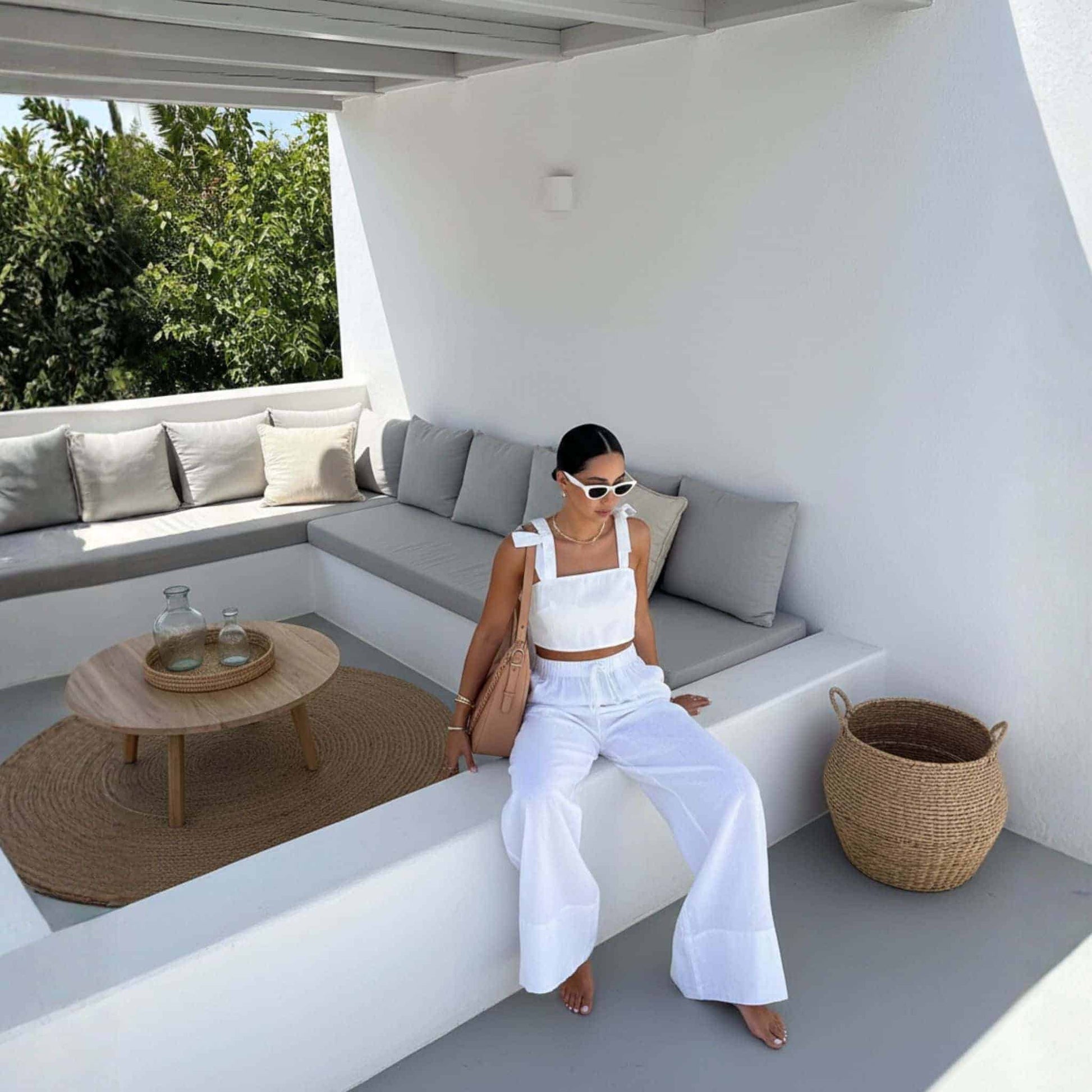 Drawstring Linen Pants, Wide Leg Linen Pants