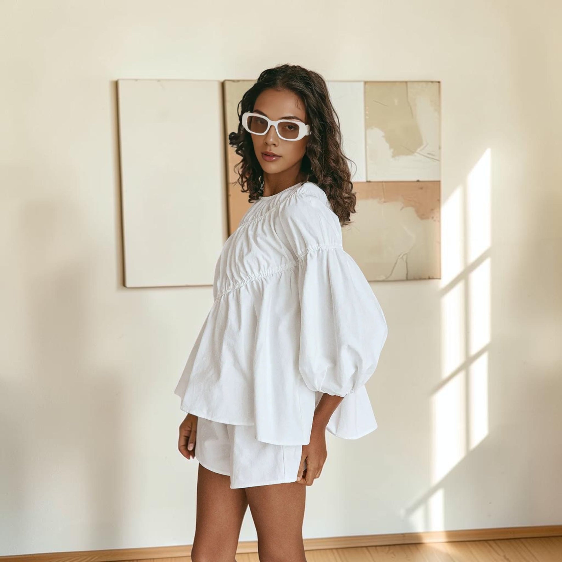 Drawstring Linen Shorts, High Waisted Side Pocket