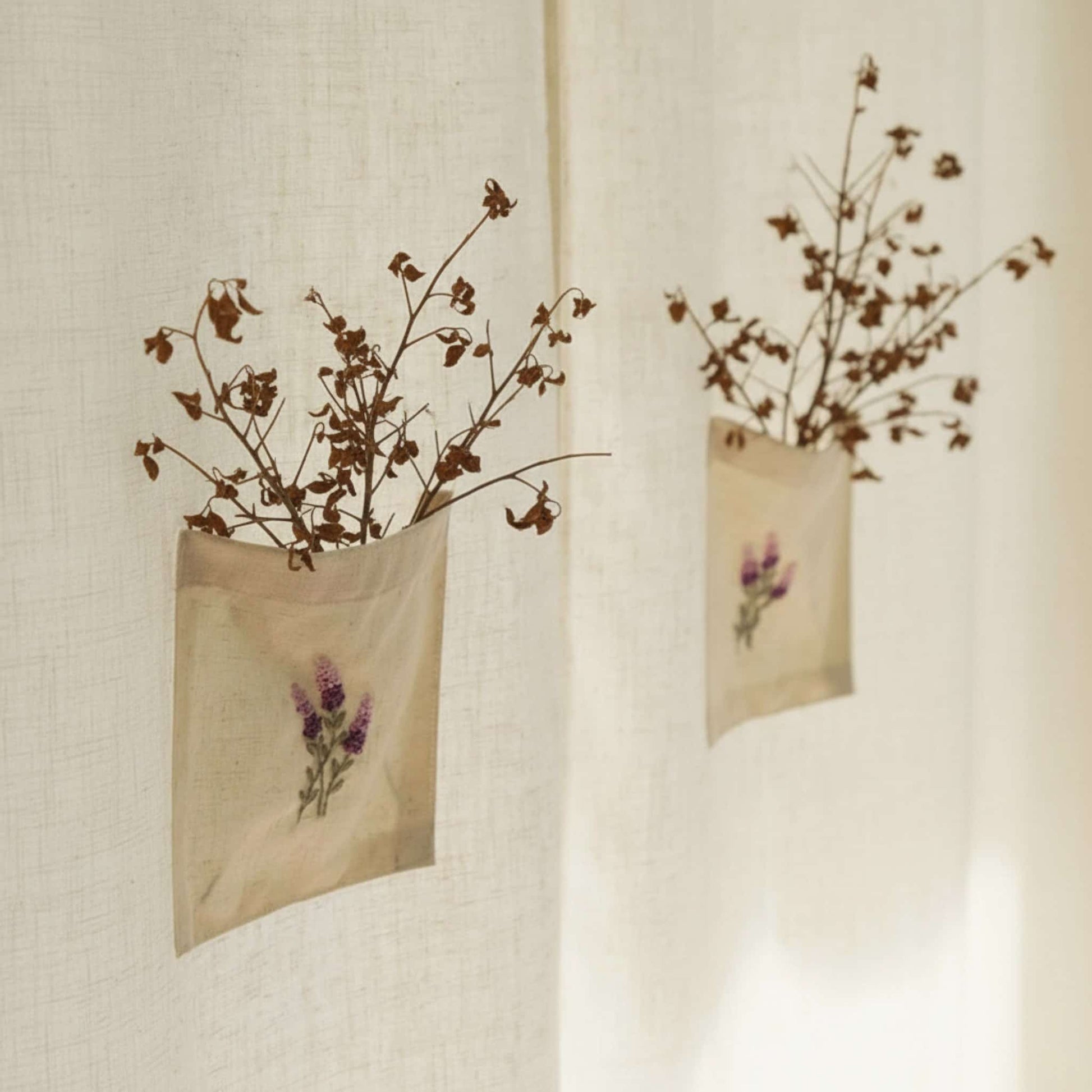 Embroidered Linen Noren Curtain, Japanese Noren Curtain