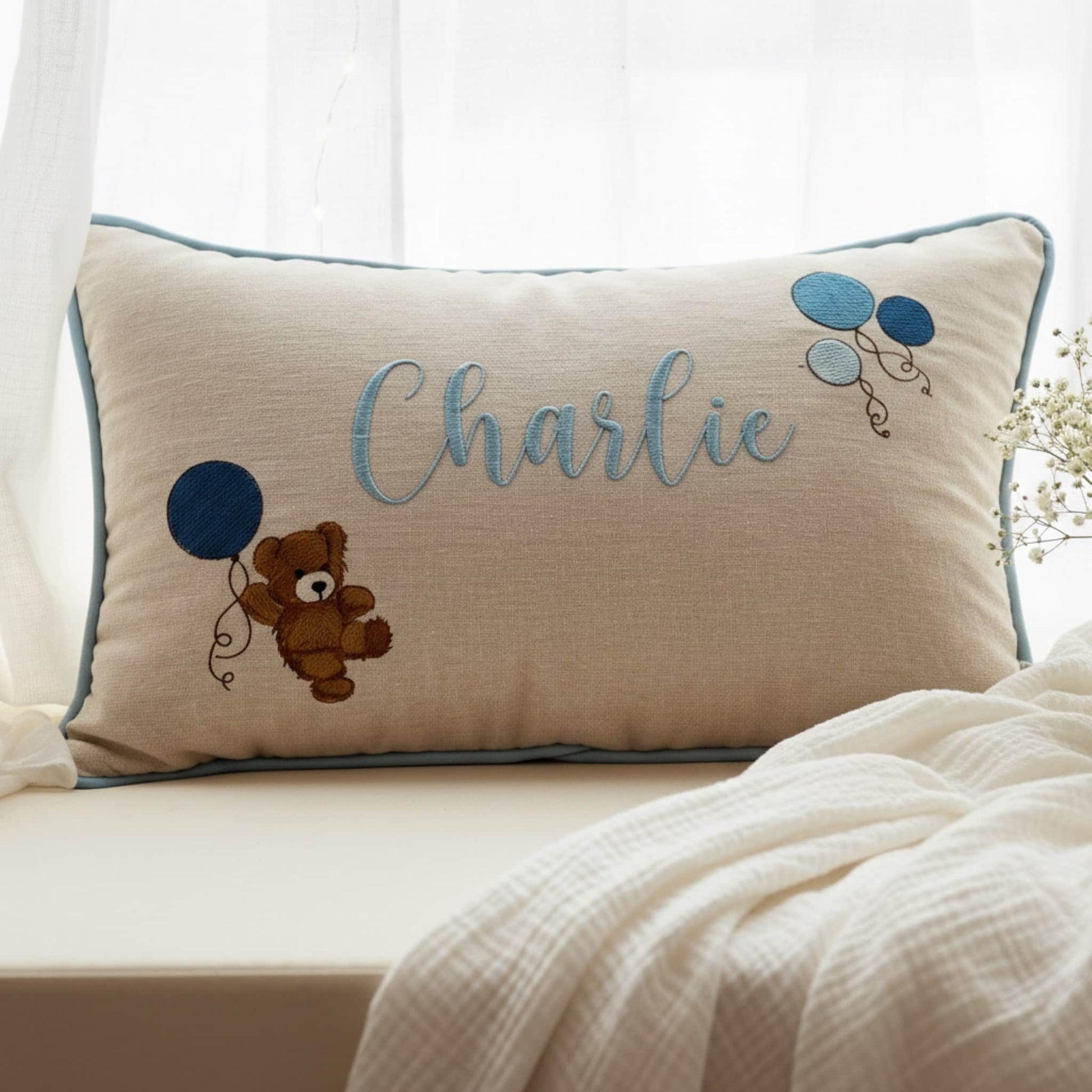 Embroidered Linen Pillowcase, Linen Pillow Case Covers