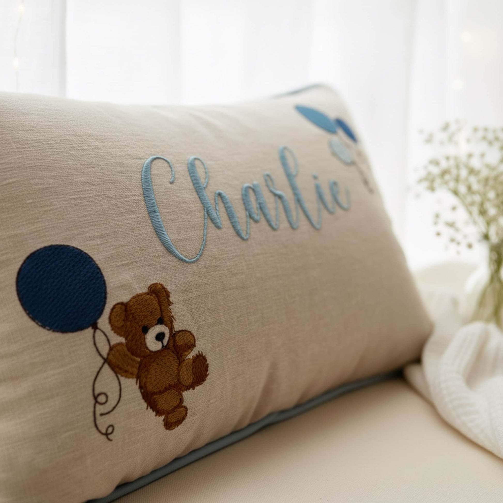 Embroidered Linen Pillowcase, Linen Pillow Case Covers