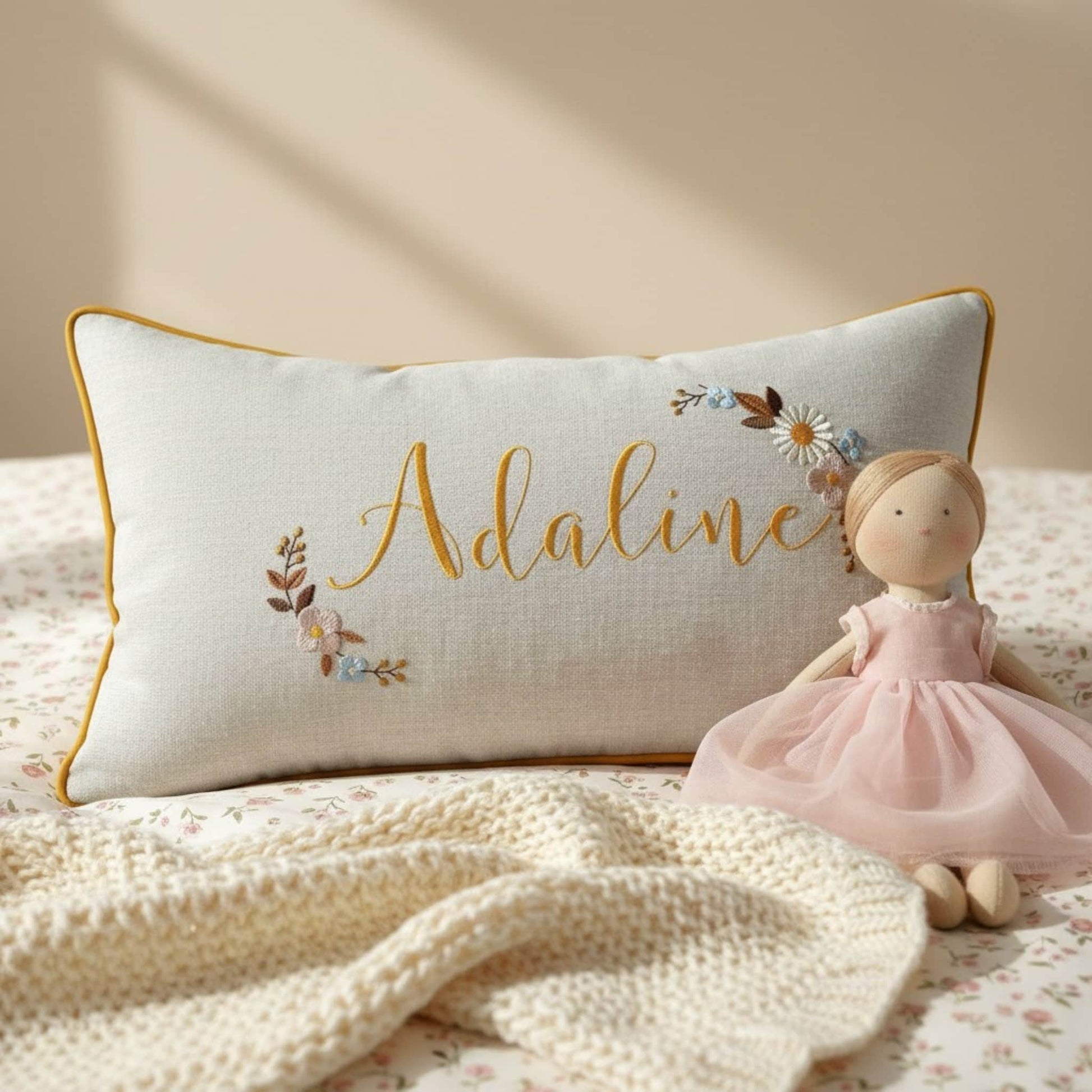 Embroidered Linen Pillowcase, Linen Pillow Covers