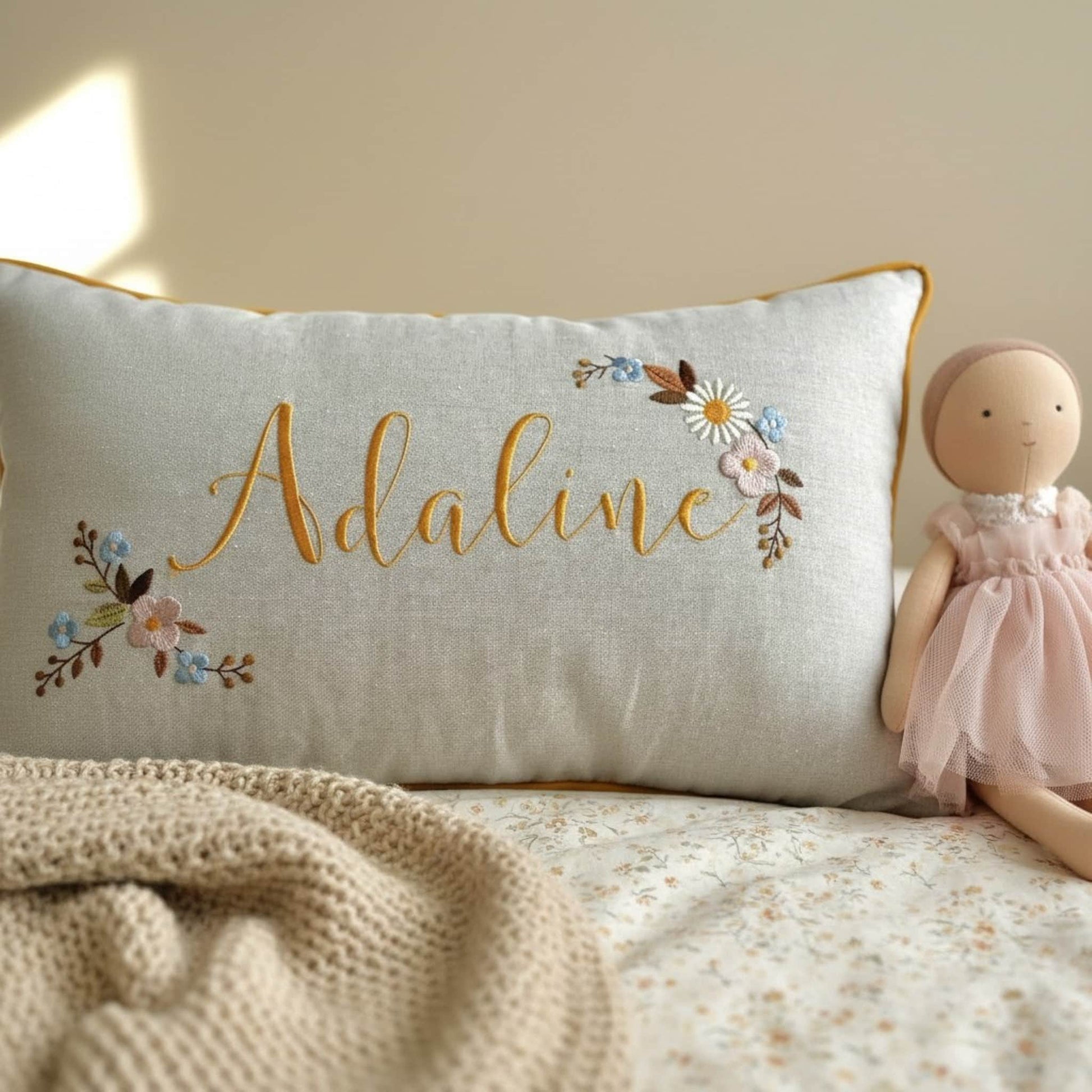 Embroidered Linen Pillowcase, Linen Pillow Covers