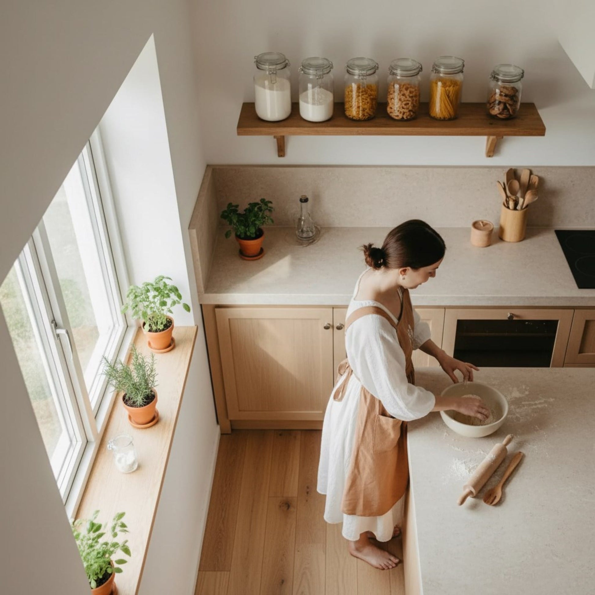 Embroidery Linen Apron, Cross Back Linen Apron