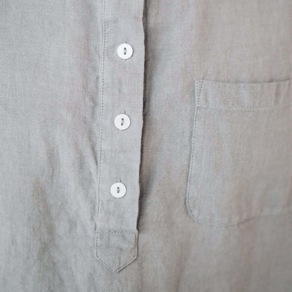 Henley Linen Tank Top, Longline Band Collar