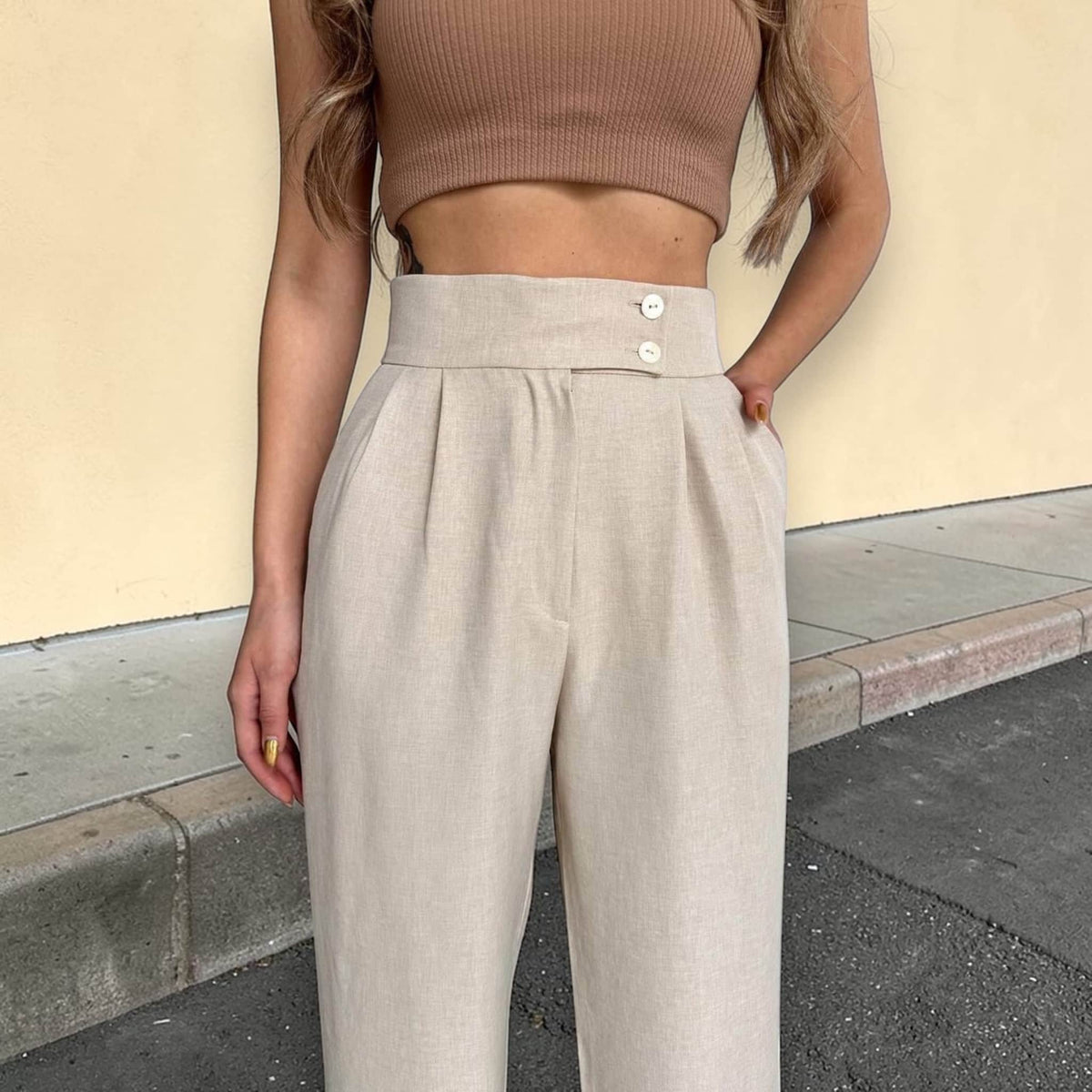 High Waist Wide Leg Pants, Womens Wide Leg Linen Pants