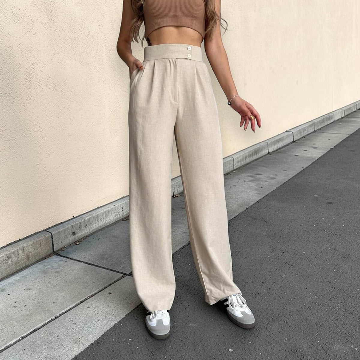 High Waist Wide Leg Pants, Womens Wide Leg Linen Pants