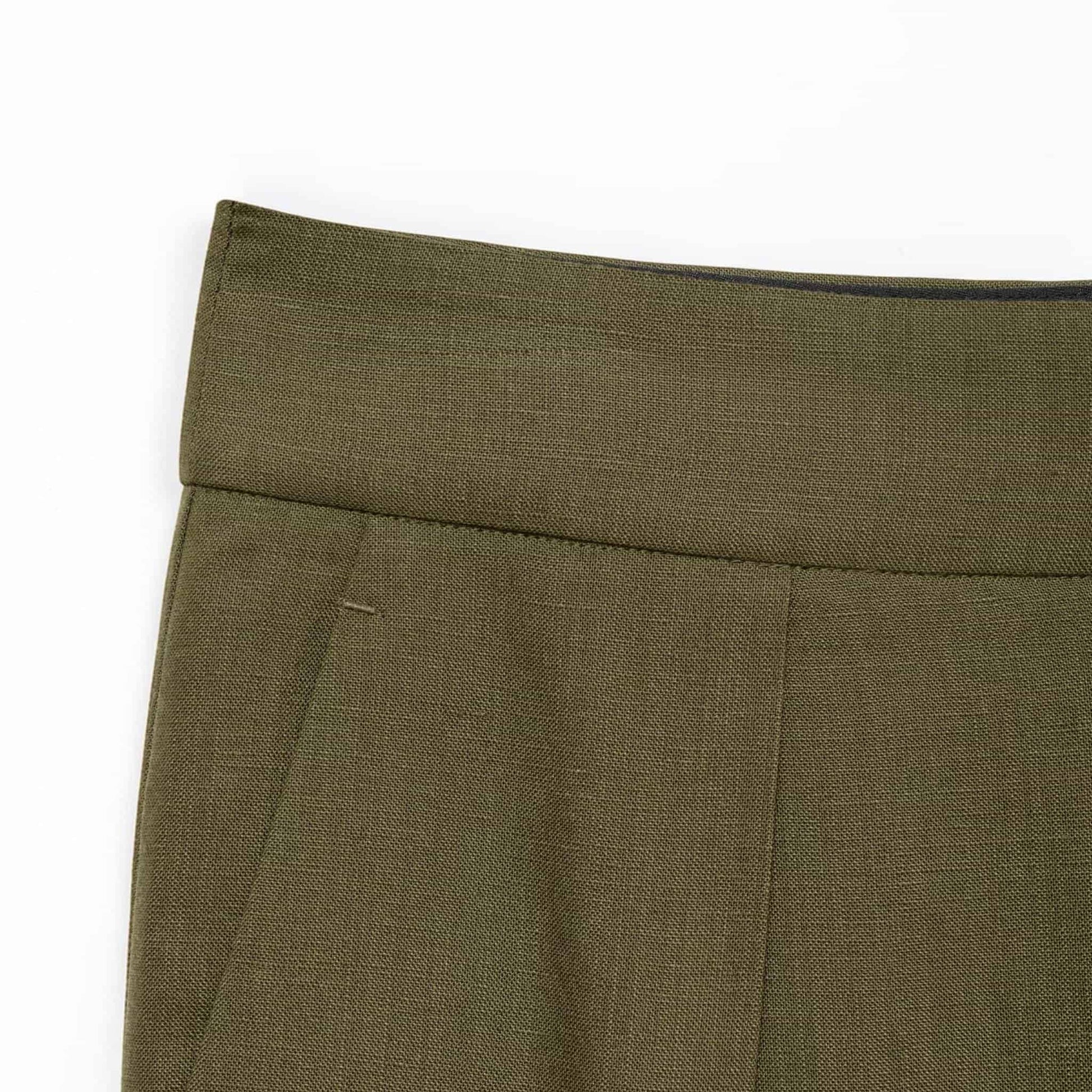 Linen High-Waisted Pants, Wide-Leg Pocket Pants