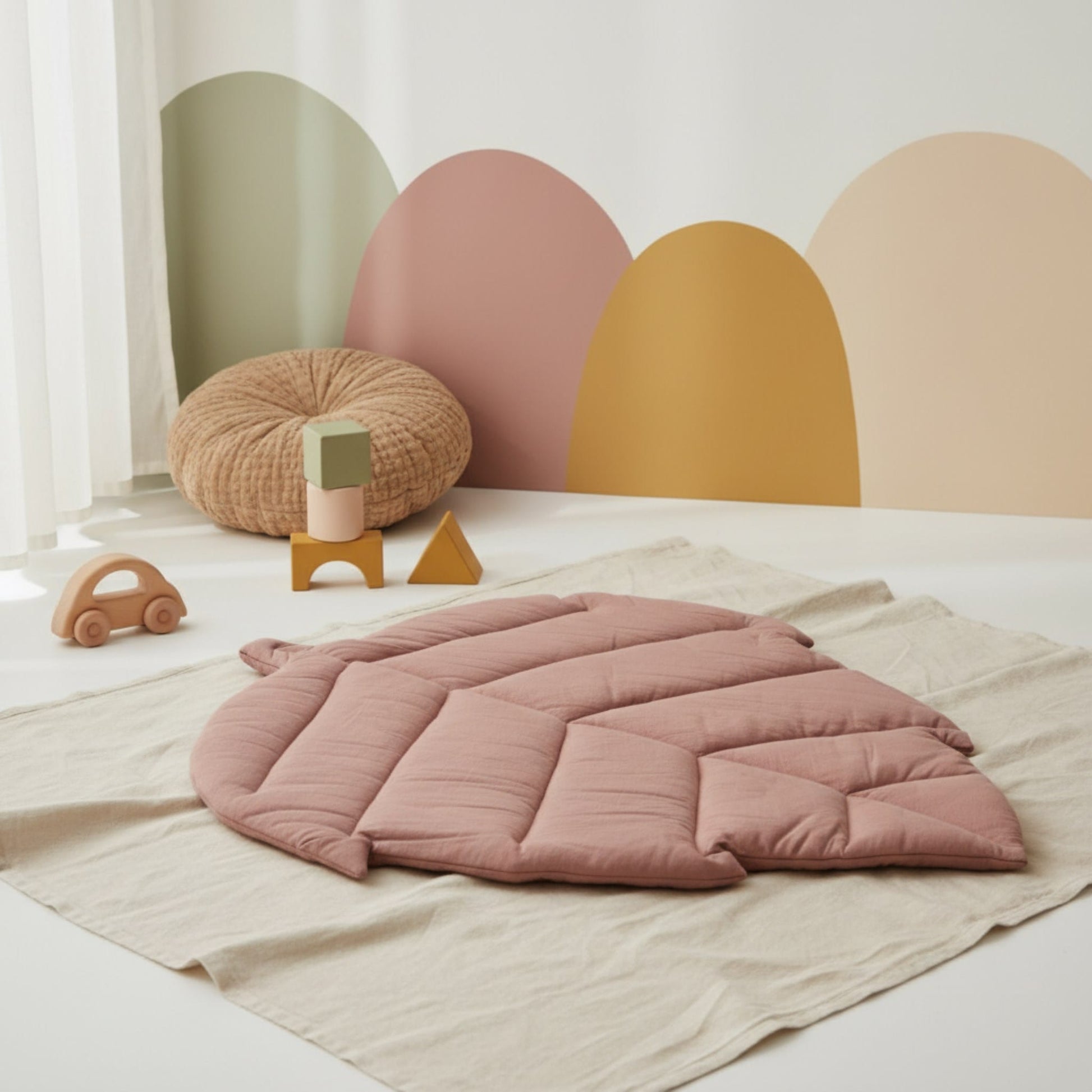 Leaf Baby Play Mat, Linen Baby Play Mat