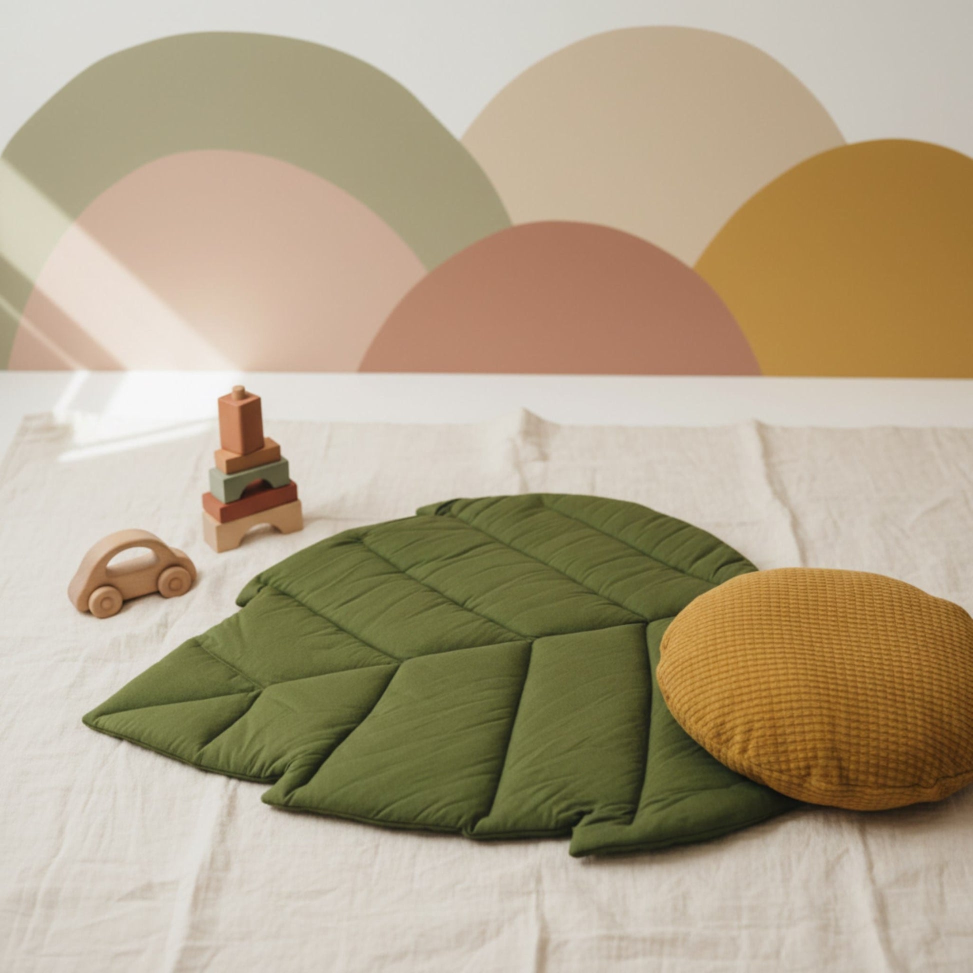 Leaf Baby Play Mat, Linen Baby Play Mat
