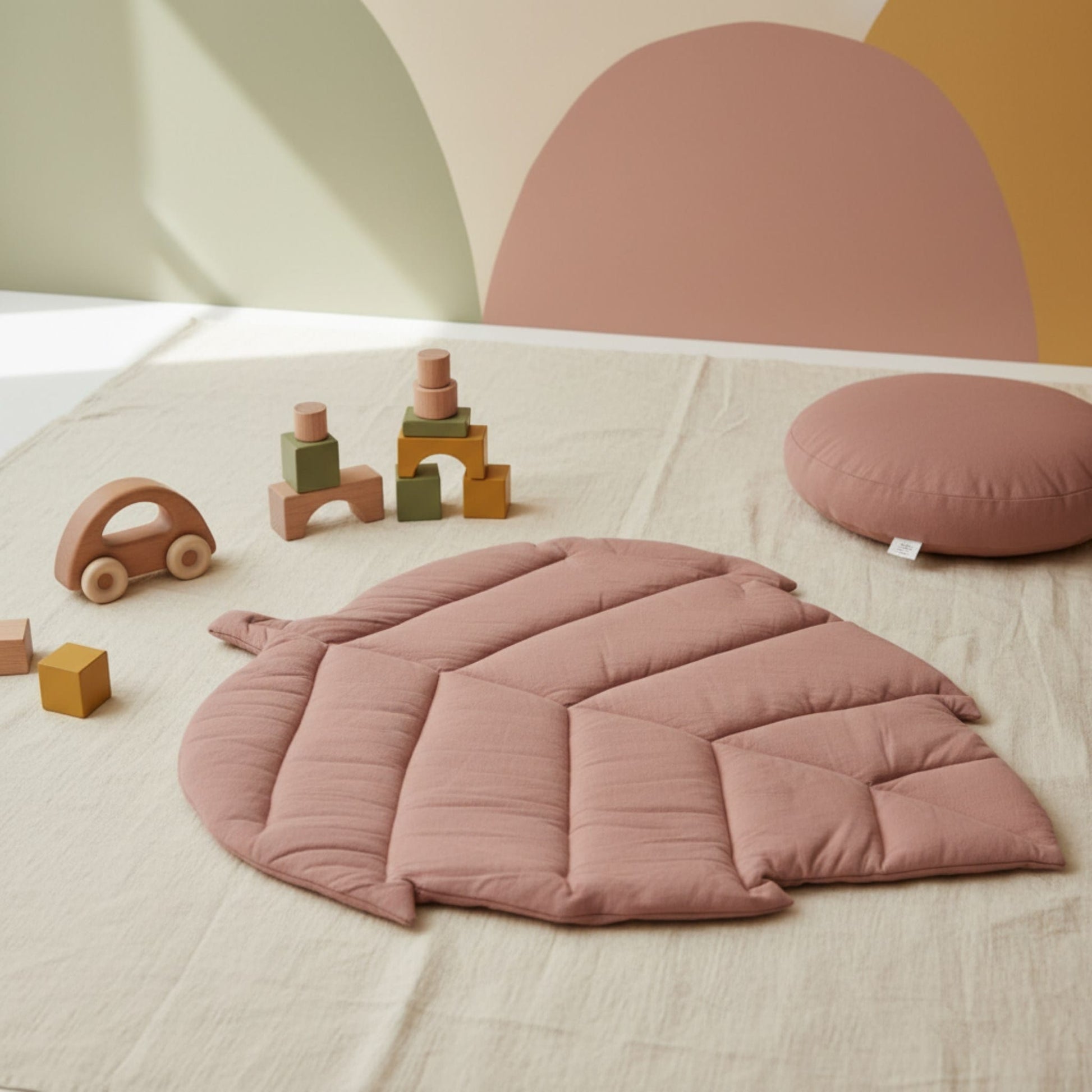 Leaf Baby Play Mat, Linen Baby Play Mat
