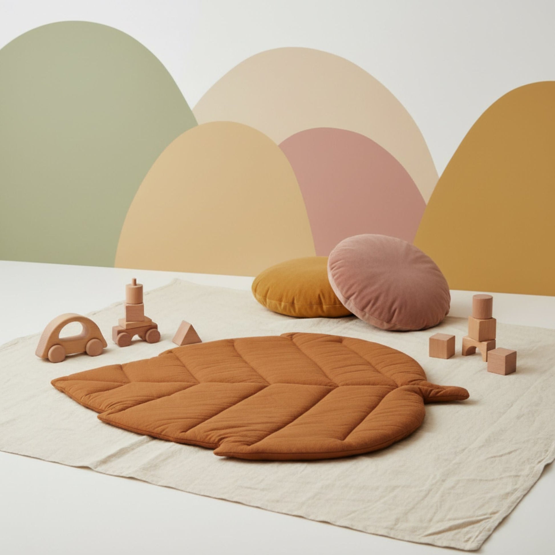 Leaf Baby Play Mat, Linen Baby Play Mat