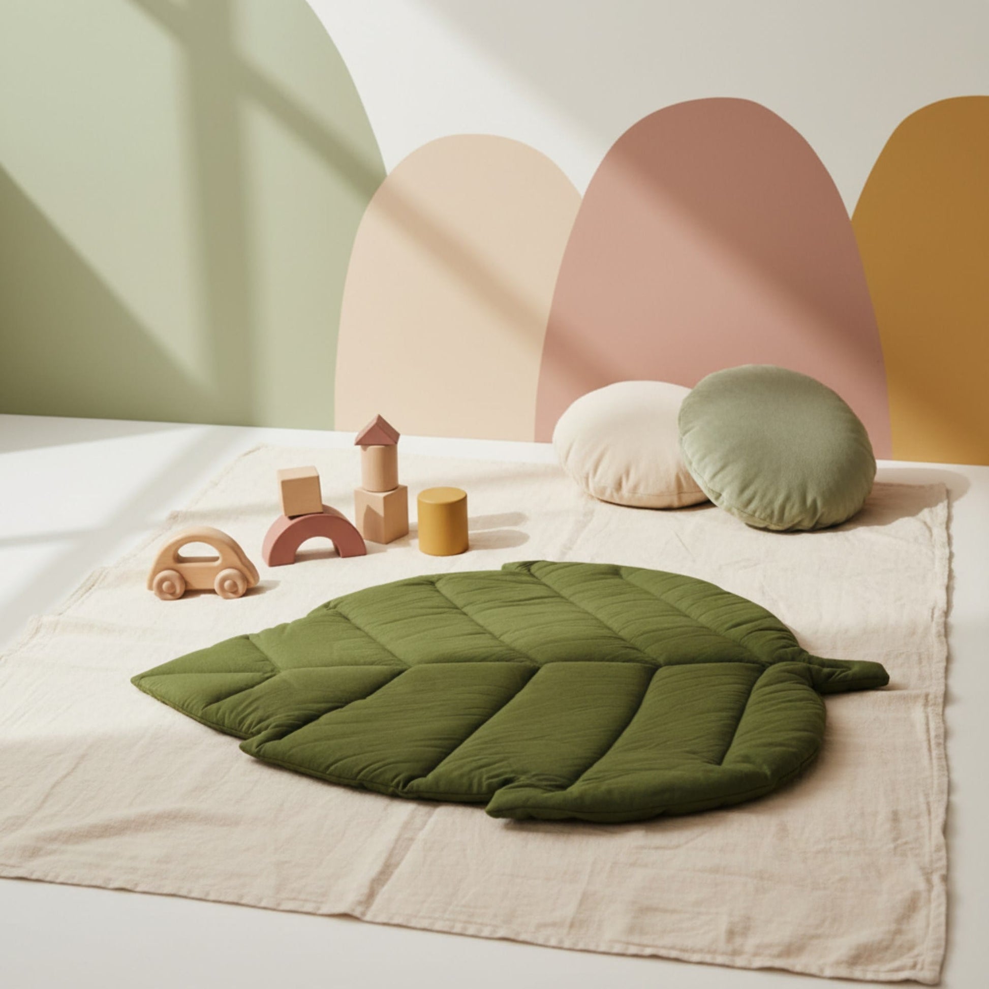Leaf Baby Play Mat, Linen Baby Play Mat