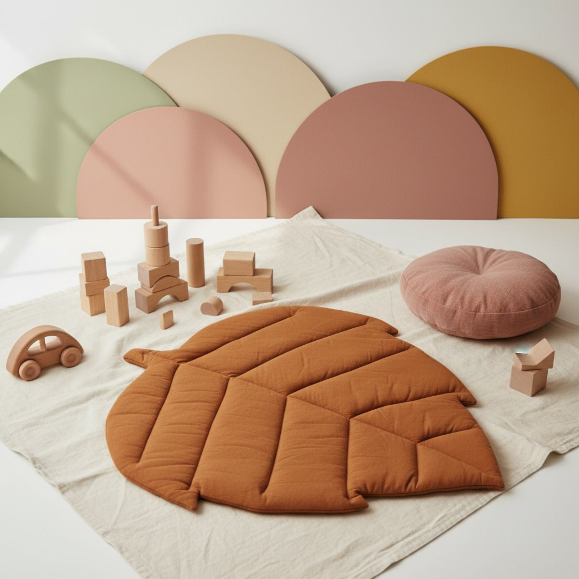 Leaf Baby Play Mat, Linen Baby Play Mat