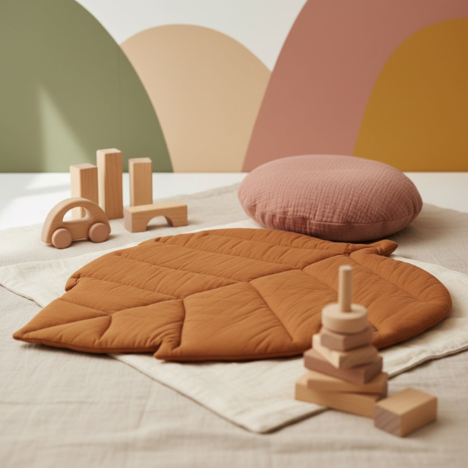 Leaf Baby Play Mat, Linen Baby Play Mat