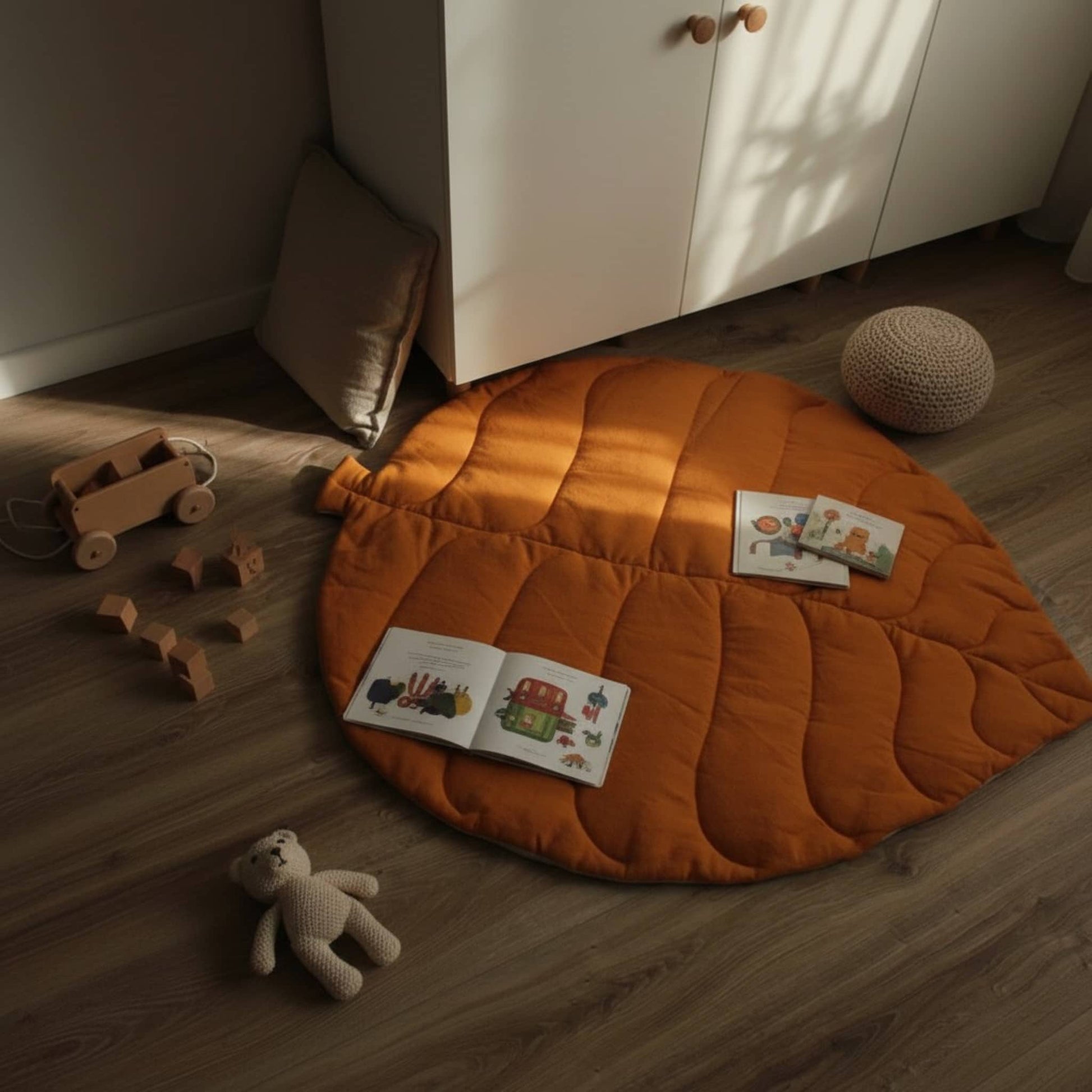 Leaf Baby Play Mat, Linen Green Kids Play Mat