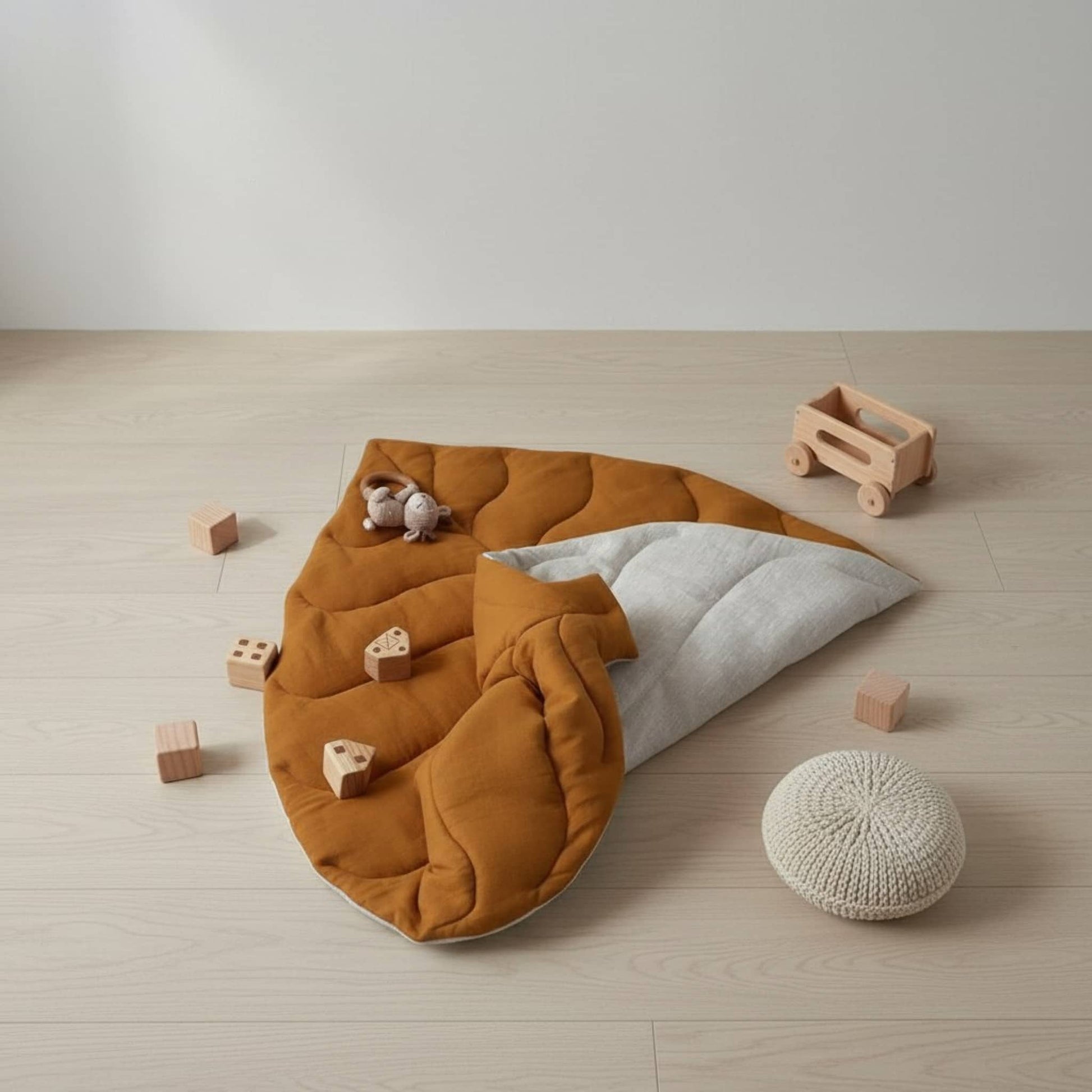 Leaf Baby Play Mat, Linen Green Kids Play Mat