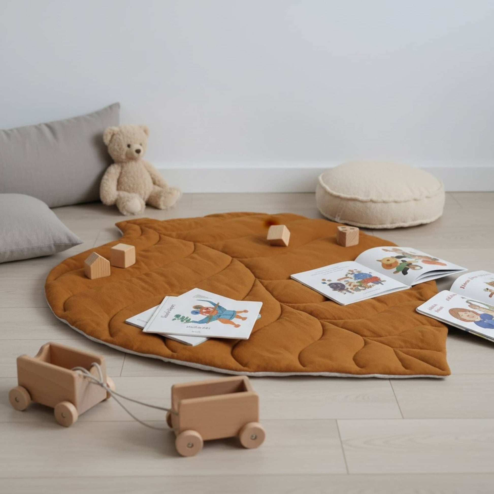Leaf Baby Play Mat, Linen Green Kids Play Mat