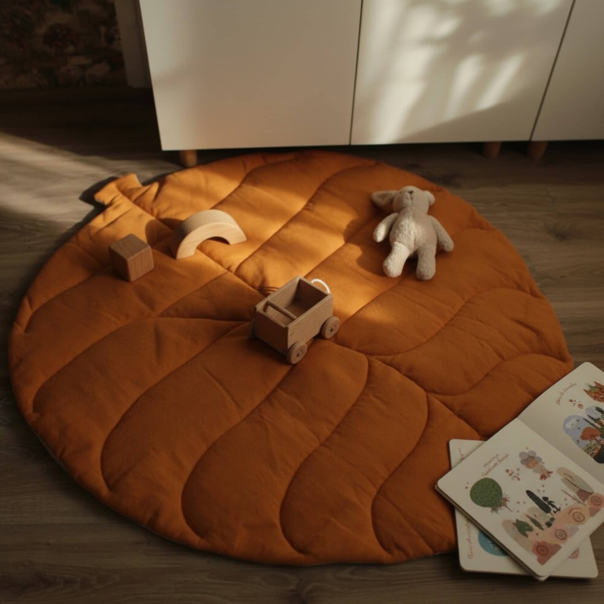 Leaf Baby Play Mat, Linen Green Kids Play Mat