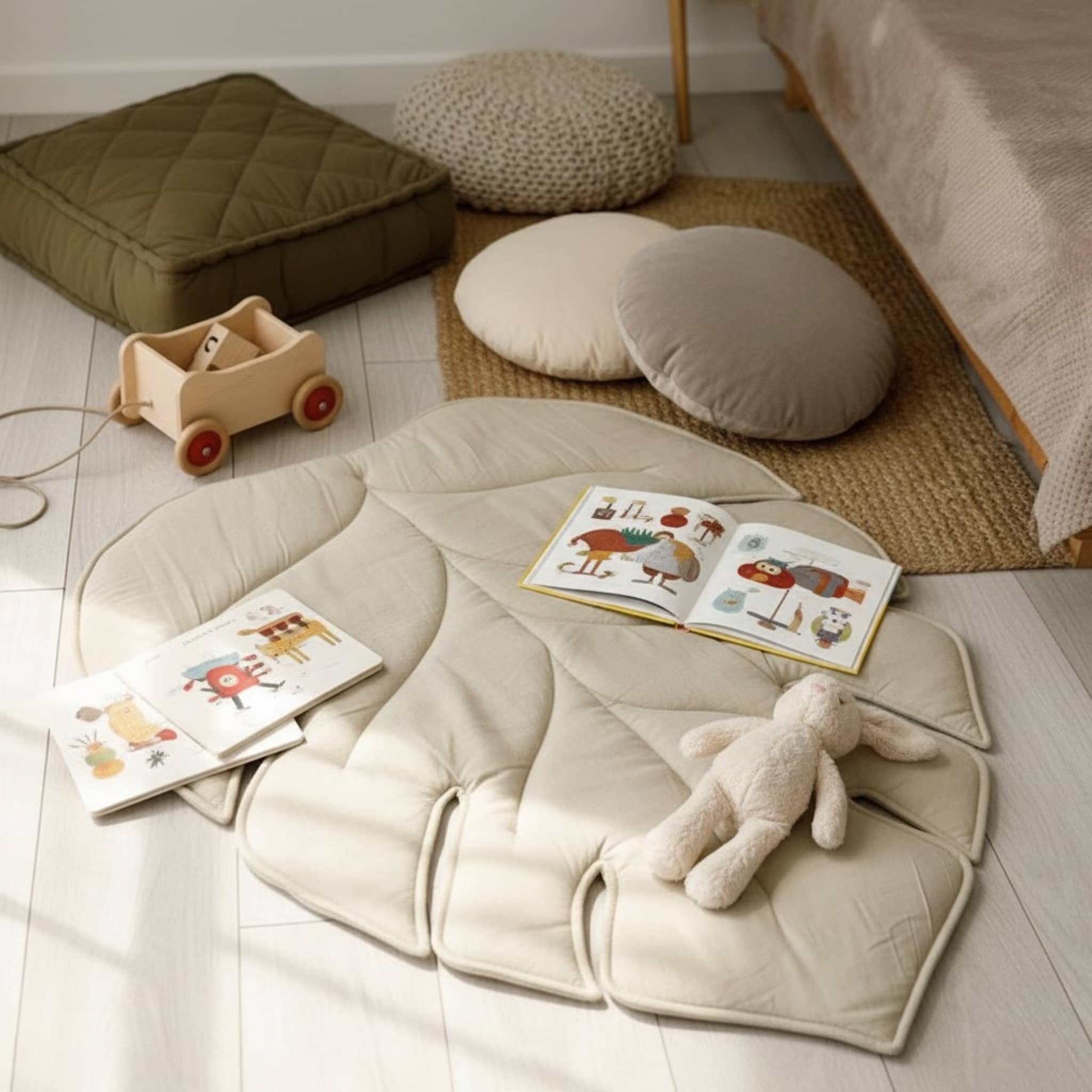 Leaf Linen Play Mat, Green Baby Play Mat