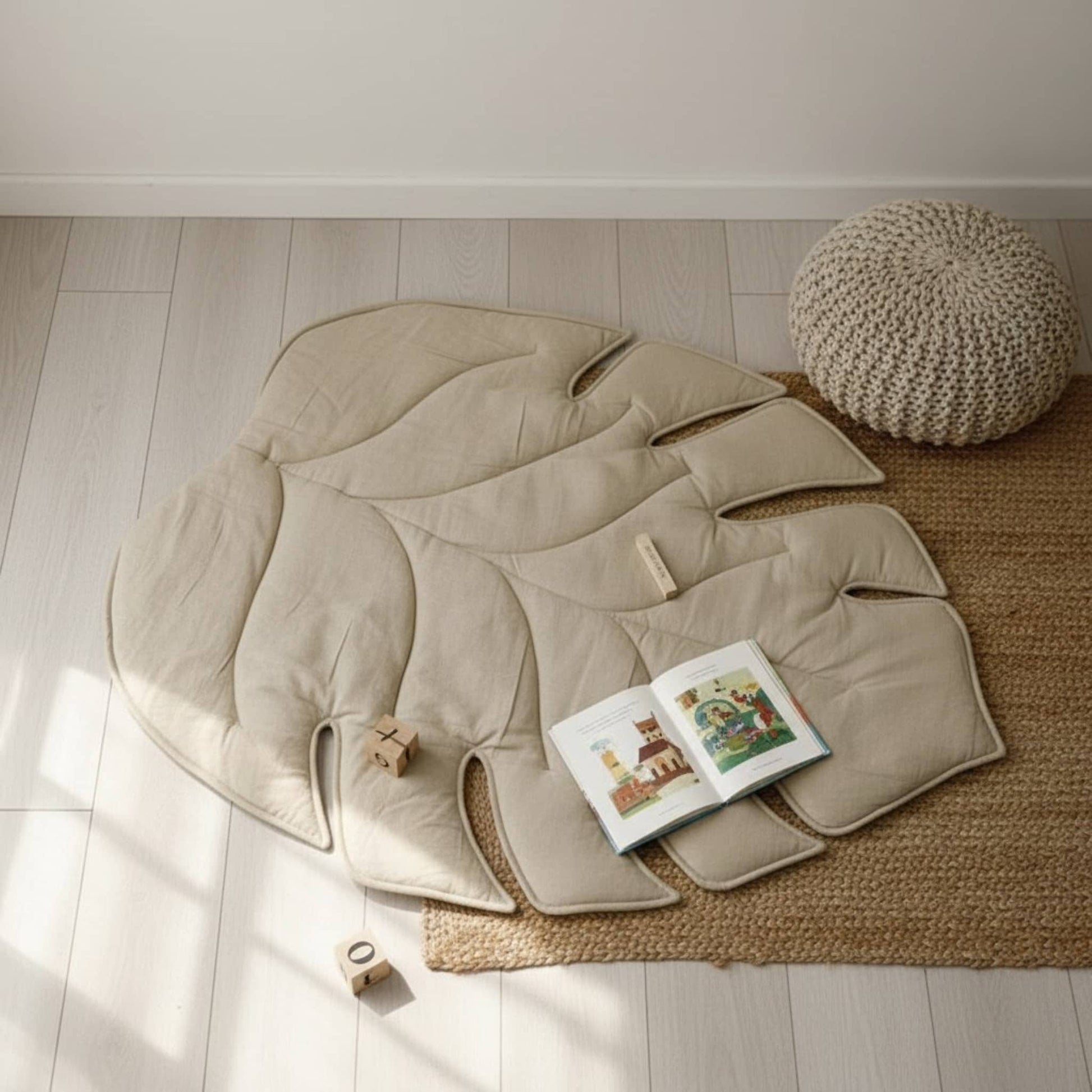 Leaf Linen Play Mat, Green Baby Play Mat