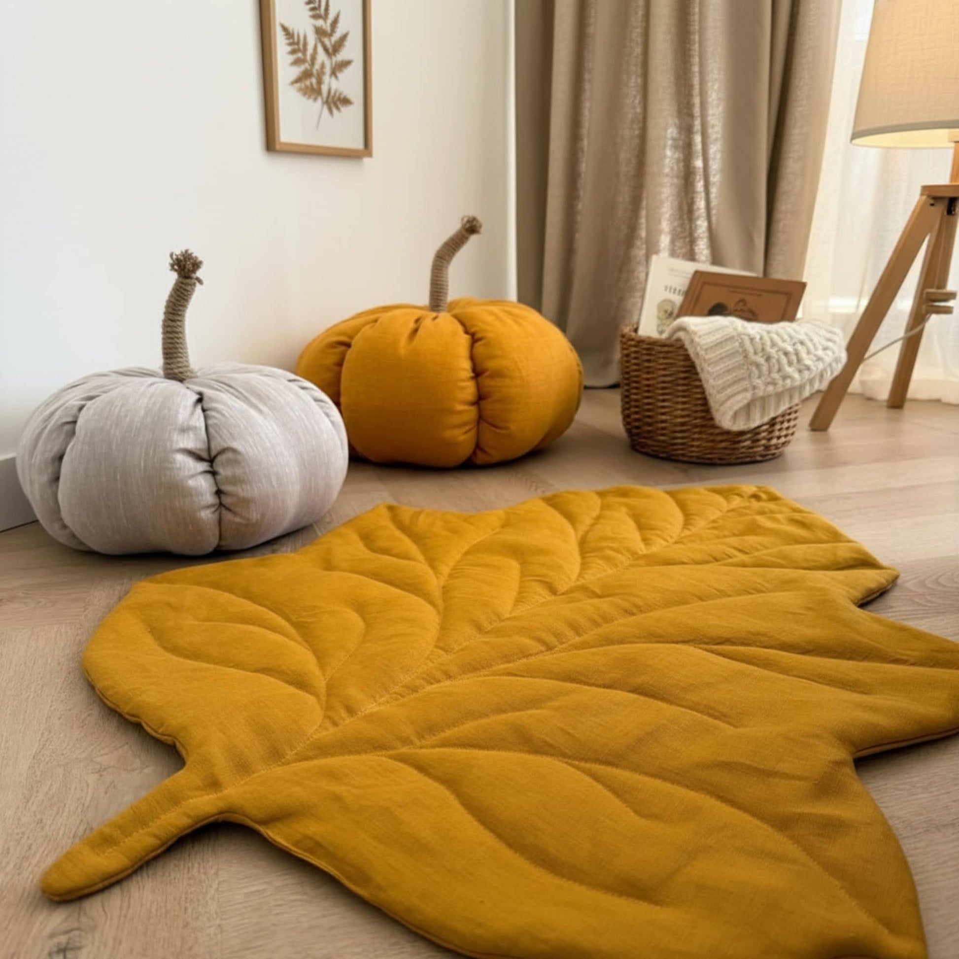 Leaf Linen Play Mat, Linen Baby Play Mat