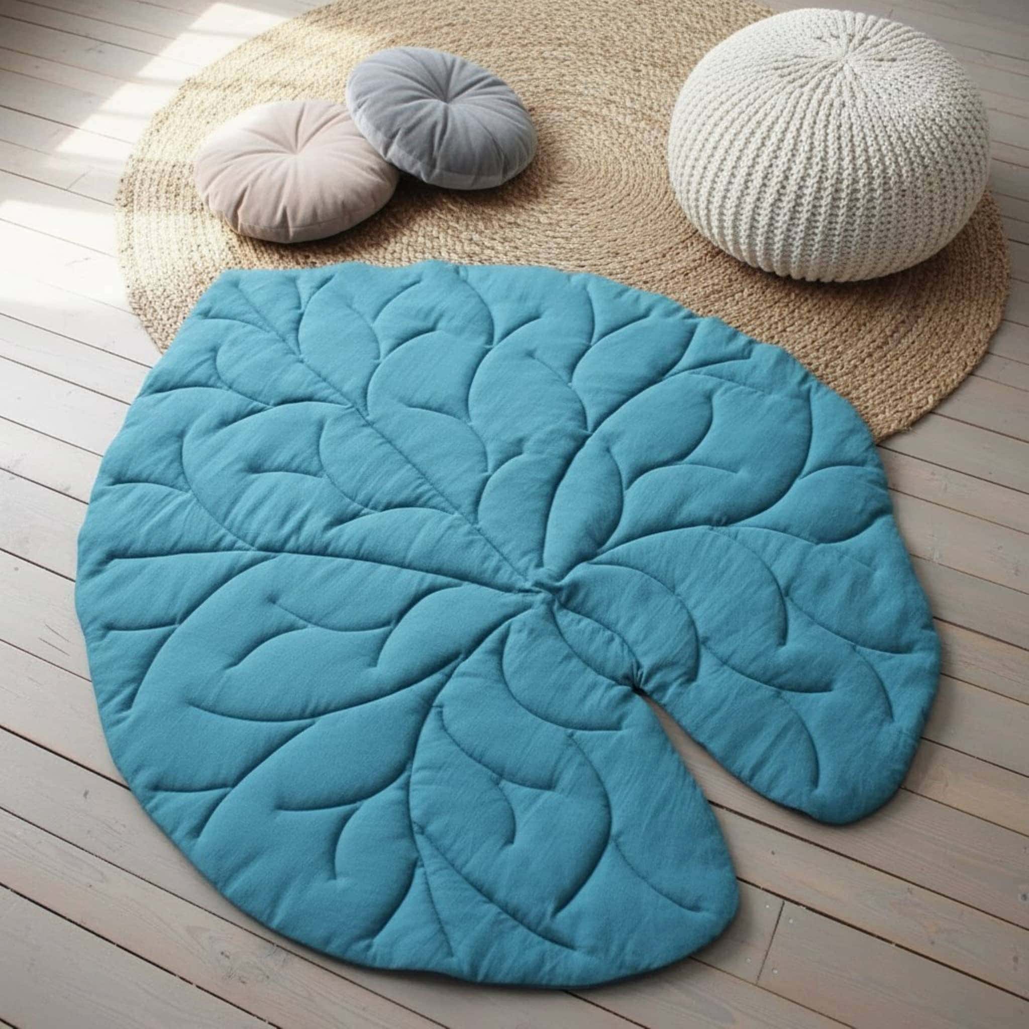 Leaf Linen Play Mat, Quilted Baby Play Mat