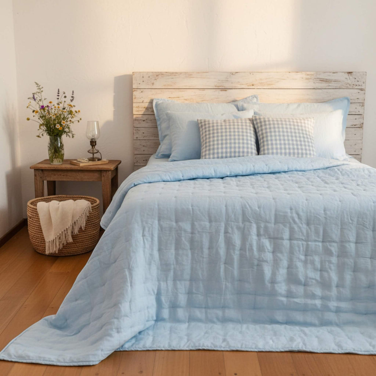 Lightweight Quilted Blanket, Linen Quilted Blanket
