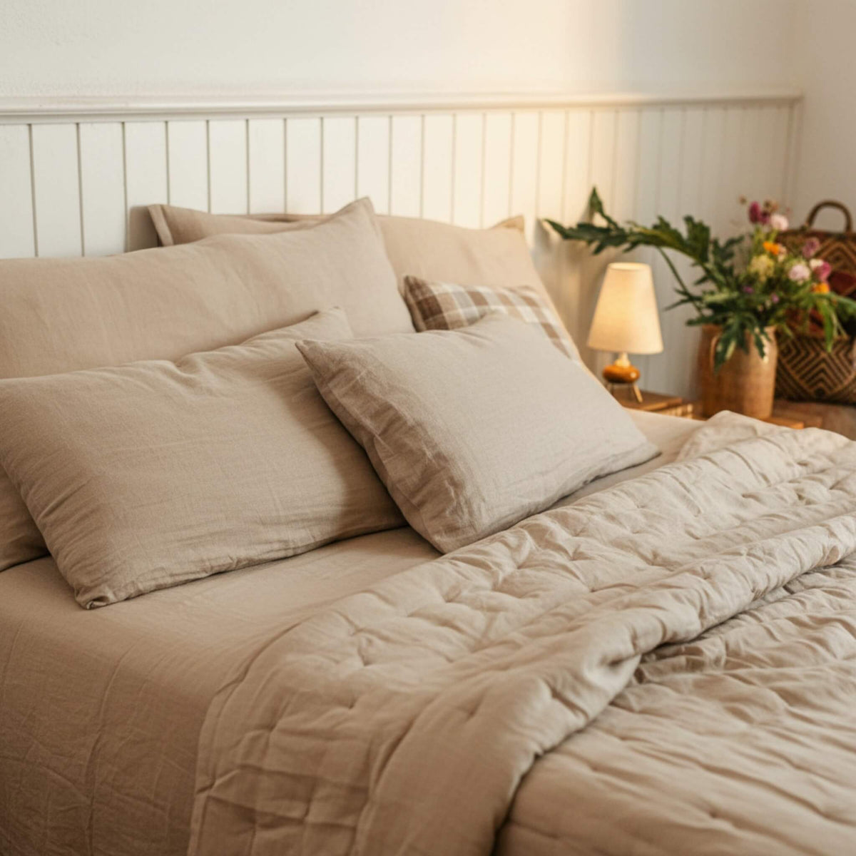 Lightweight Quilted Blanket, Linen Quilted Blanket